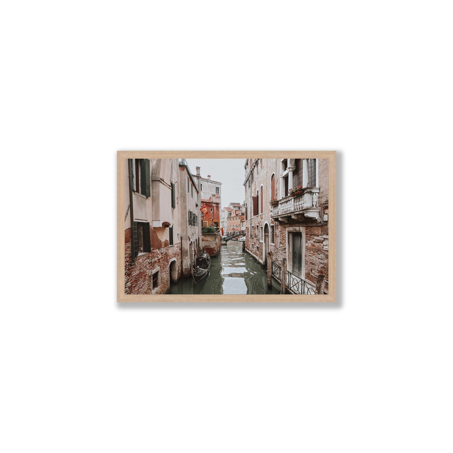 Venetian Gothic Venice Canal Italian wall art Medium full-bleed fine art print in natural oak frame