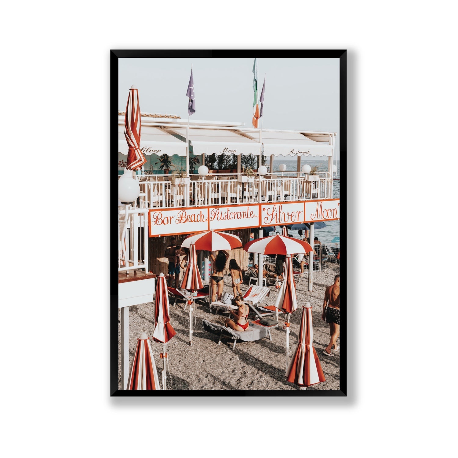 Vintage Amalfi Amalfi Mediterranean wall art Gallery full-bleed fine art print in black frame