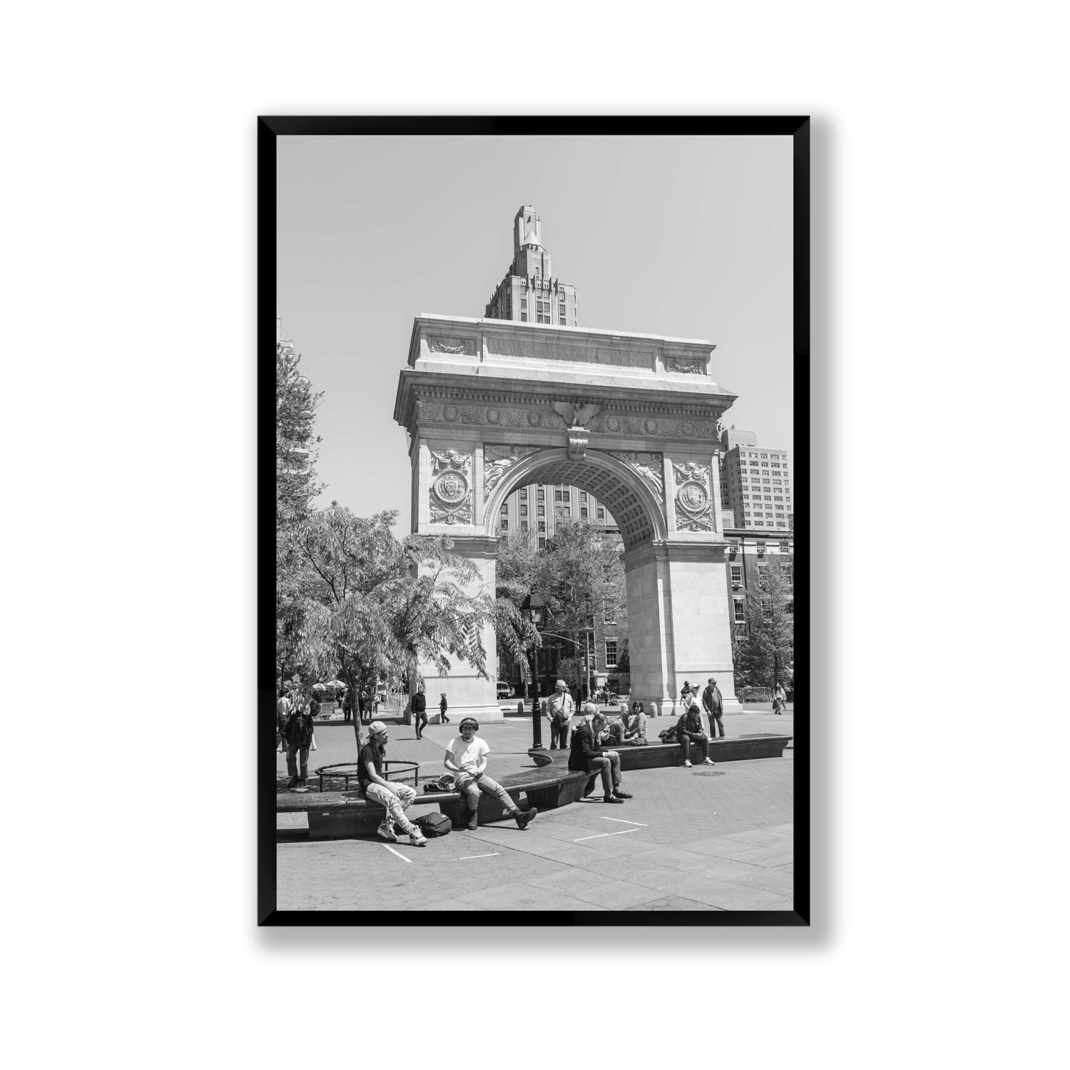 City Picnic New York NYC Black & White wall art Gallery full-bleed fine art print in black frame