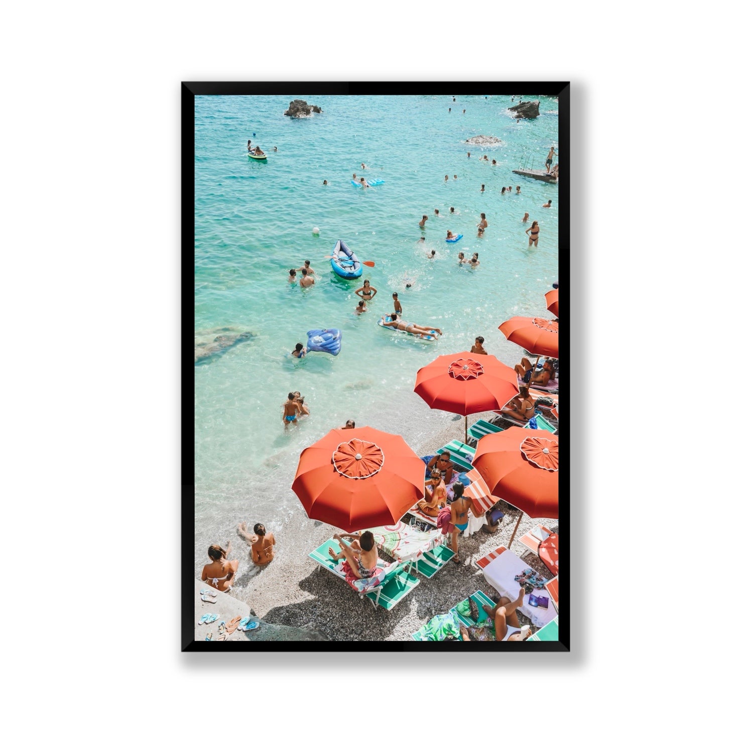 Easy Street Capri Italian beach wall art Gallery full-bleed fine art print in black frame