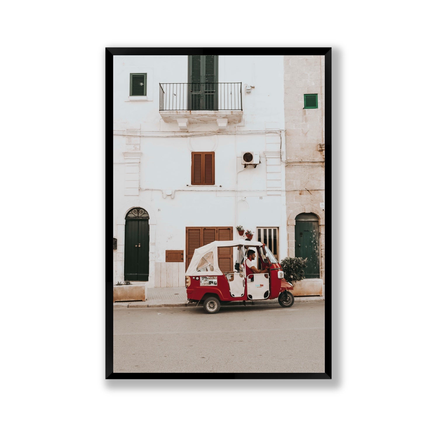 Groovy Piaggio Puglia Italian wall art Gallery full-bleed fine art print in black frame