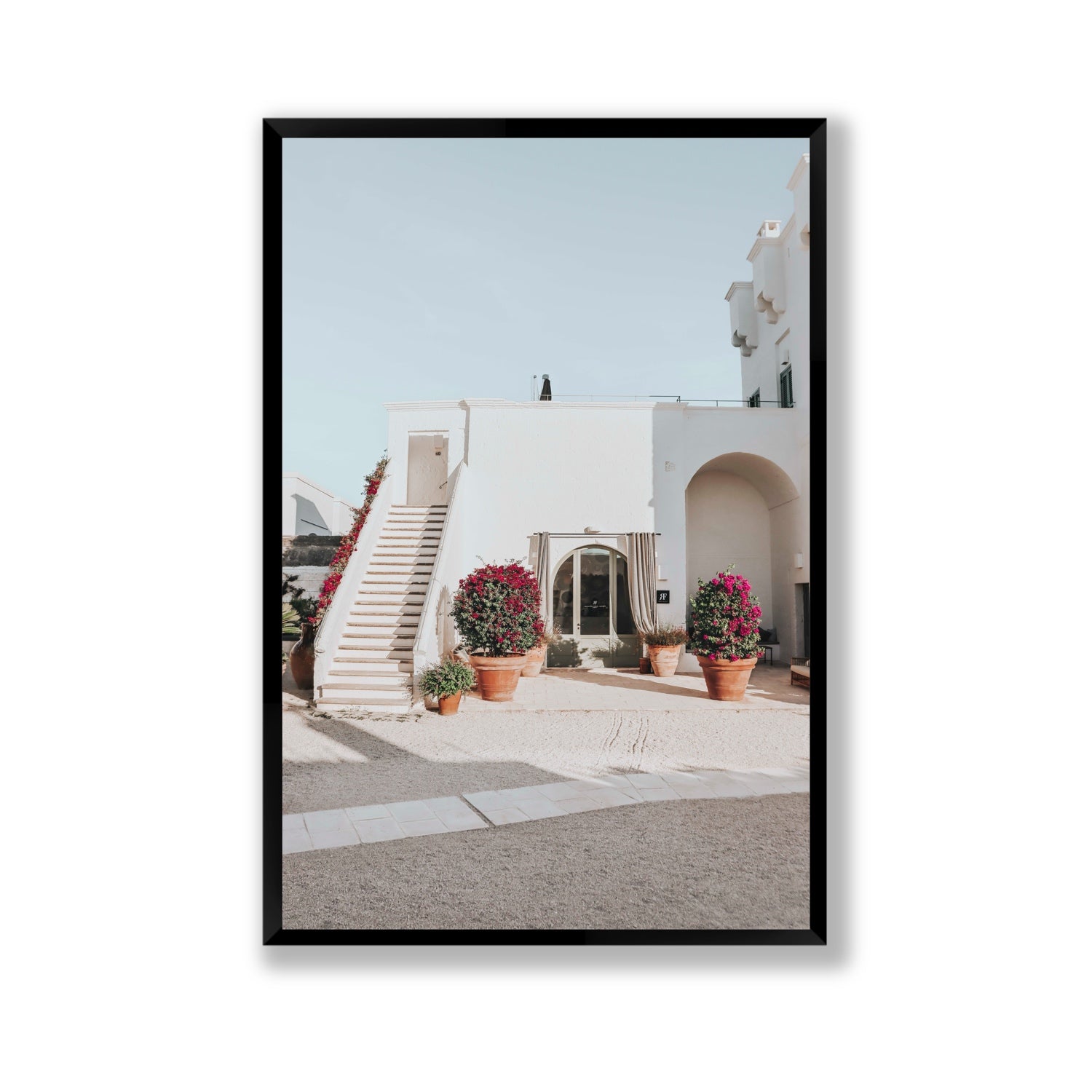 Scala Fiorita Puglia Mediterranean wall art Gallery full-bleed fine art print in black frame