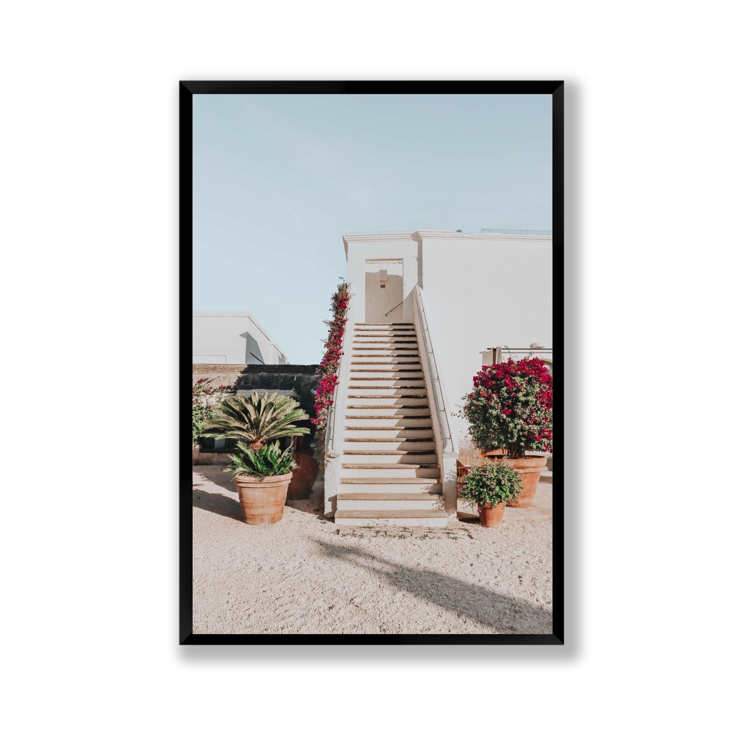 Tranquil Ascent Puglia Italian wall art Gallery full-bleed fine art print in black frame