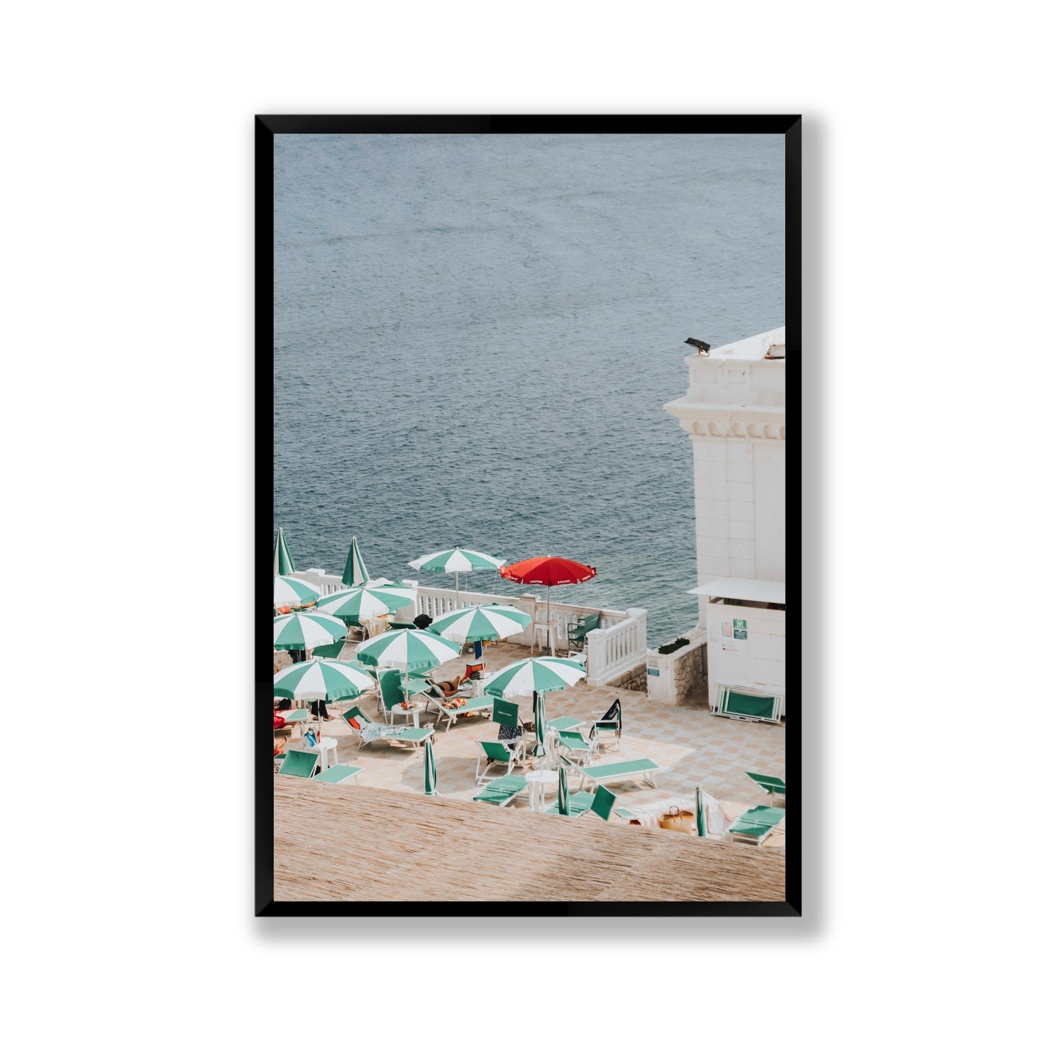 Lido Italiano Puglia beach Italian wall art Gallery full-bleed fine art print in black frame