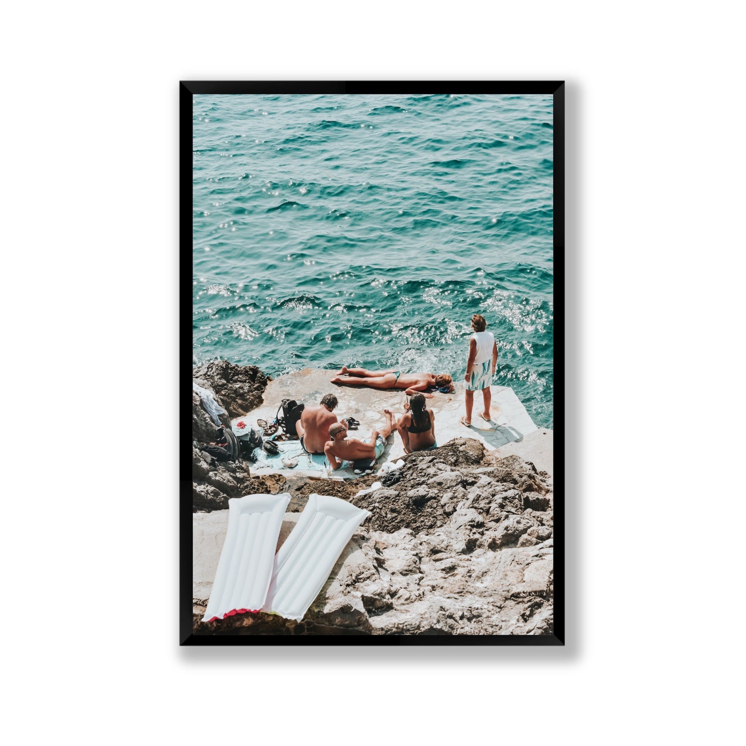 Gli Amici Praiano Amalfi Coast coastal wall art Gallery full-bleed fine art print in black frame