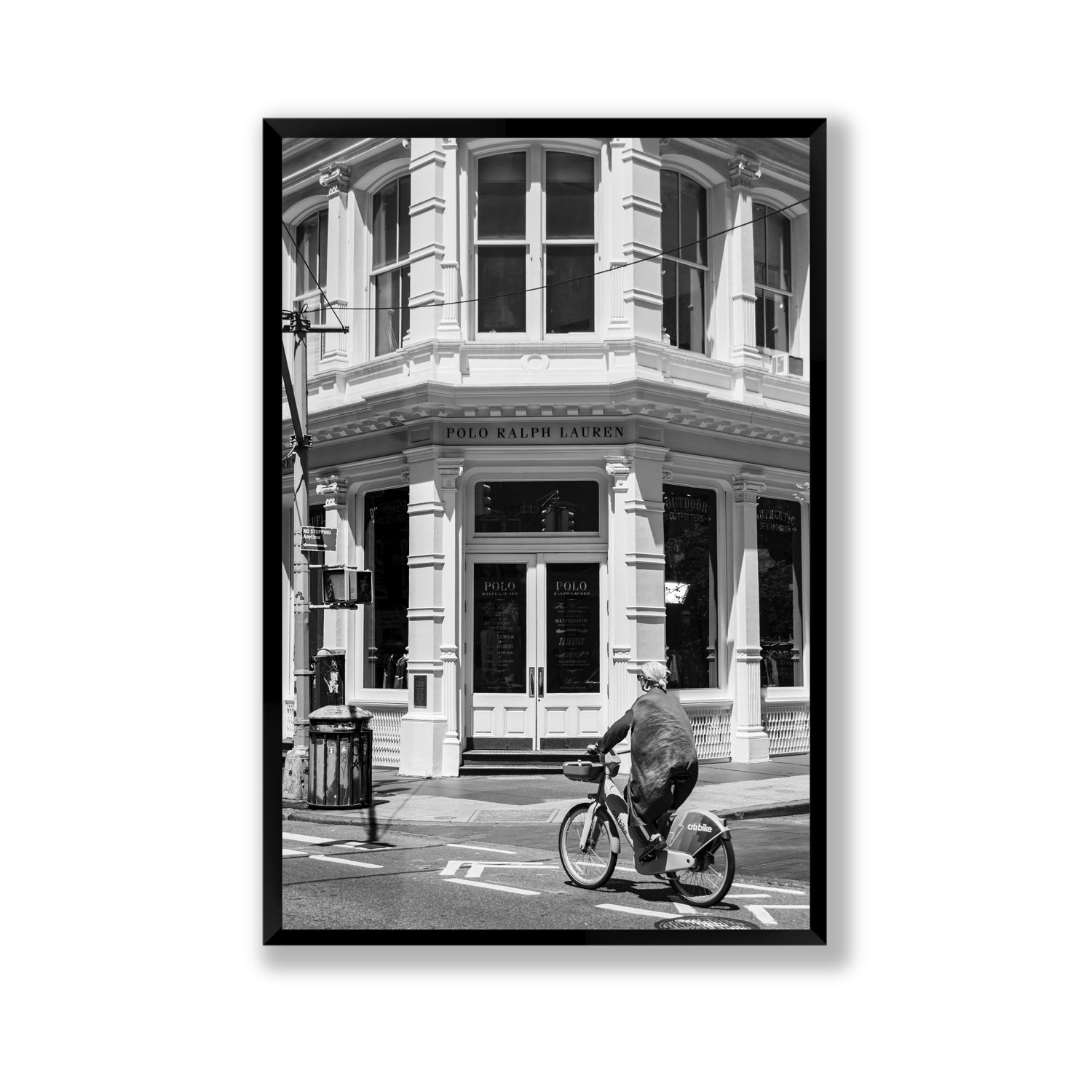 Downtown Rider New York NYC Black & White wall art Gallery full-bleed fine art print in black frame