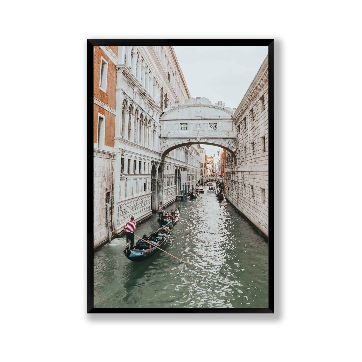 Bridge of Sighs Venice Gondola Italian wall art Gallery full-bleed fine art print in black frame