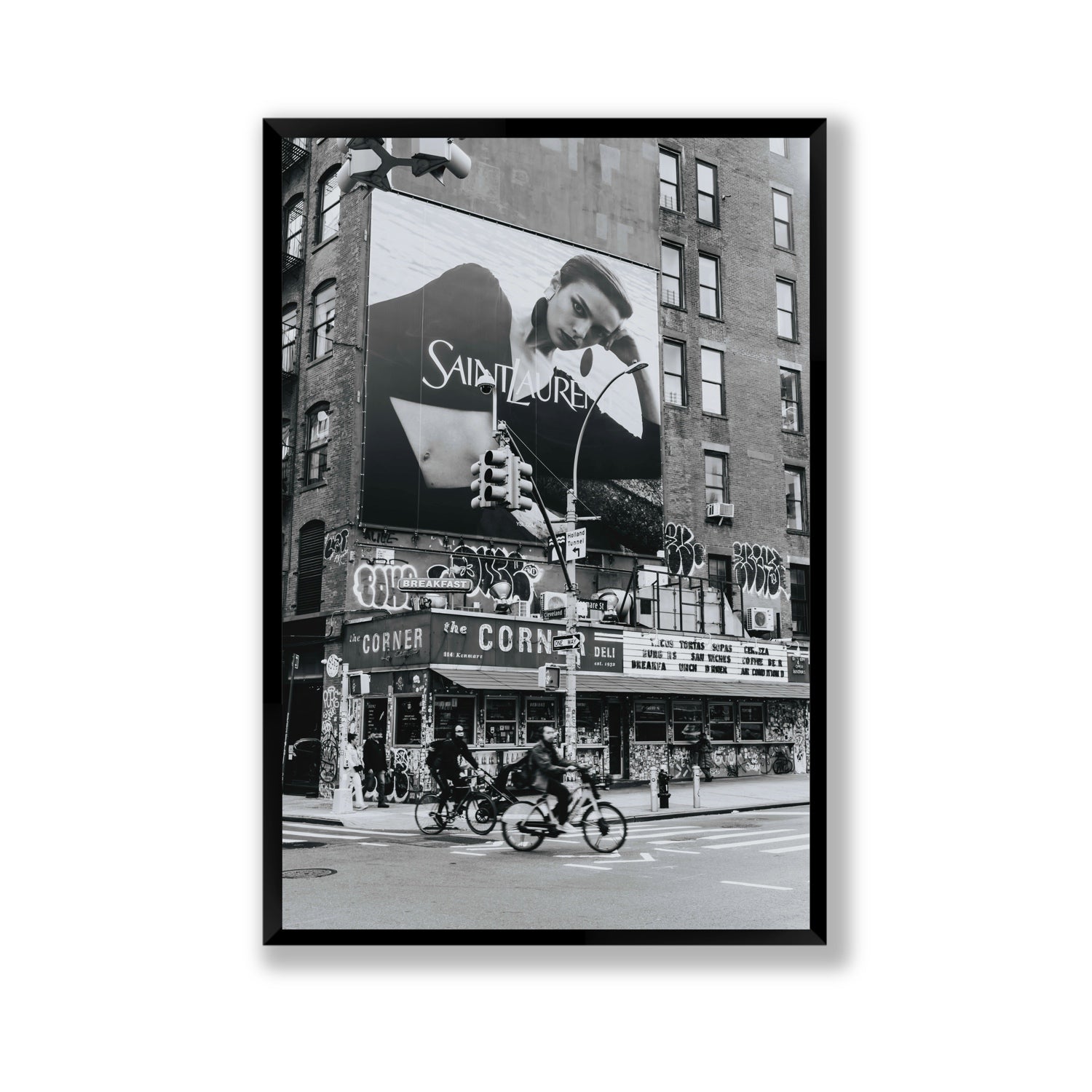 Runway To Rooftops New York NYC Black & White wall art Gallery full-bleed fine art print in black frame