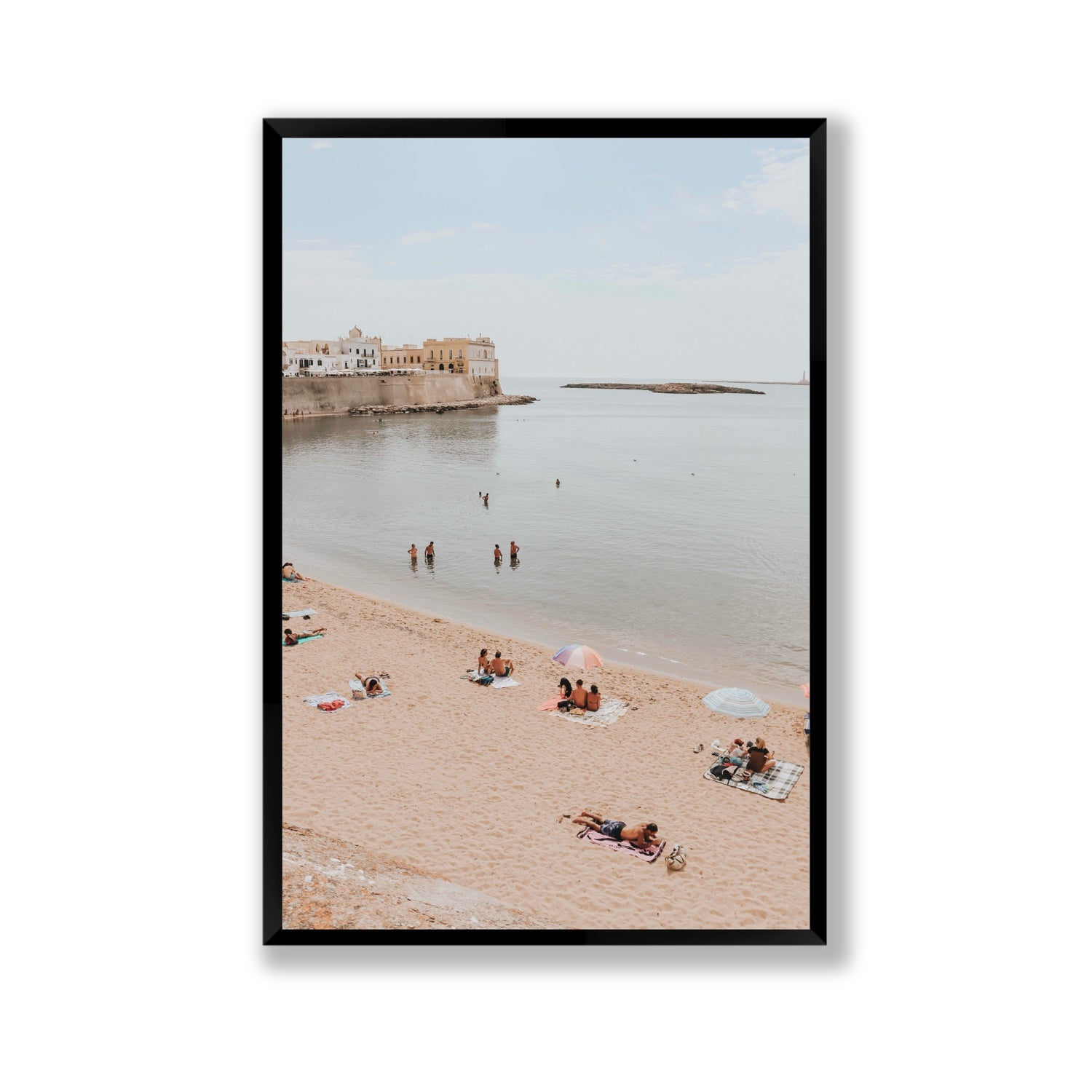 Spiaggia della Purita Puglia coastal art print Gallery full-bleed fine art print in black frame