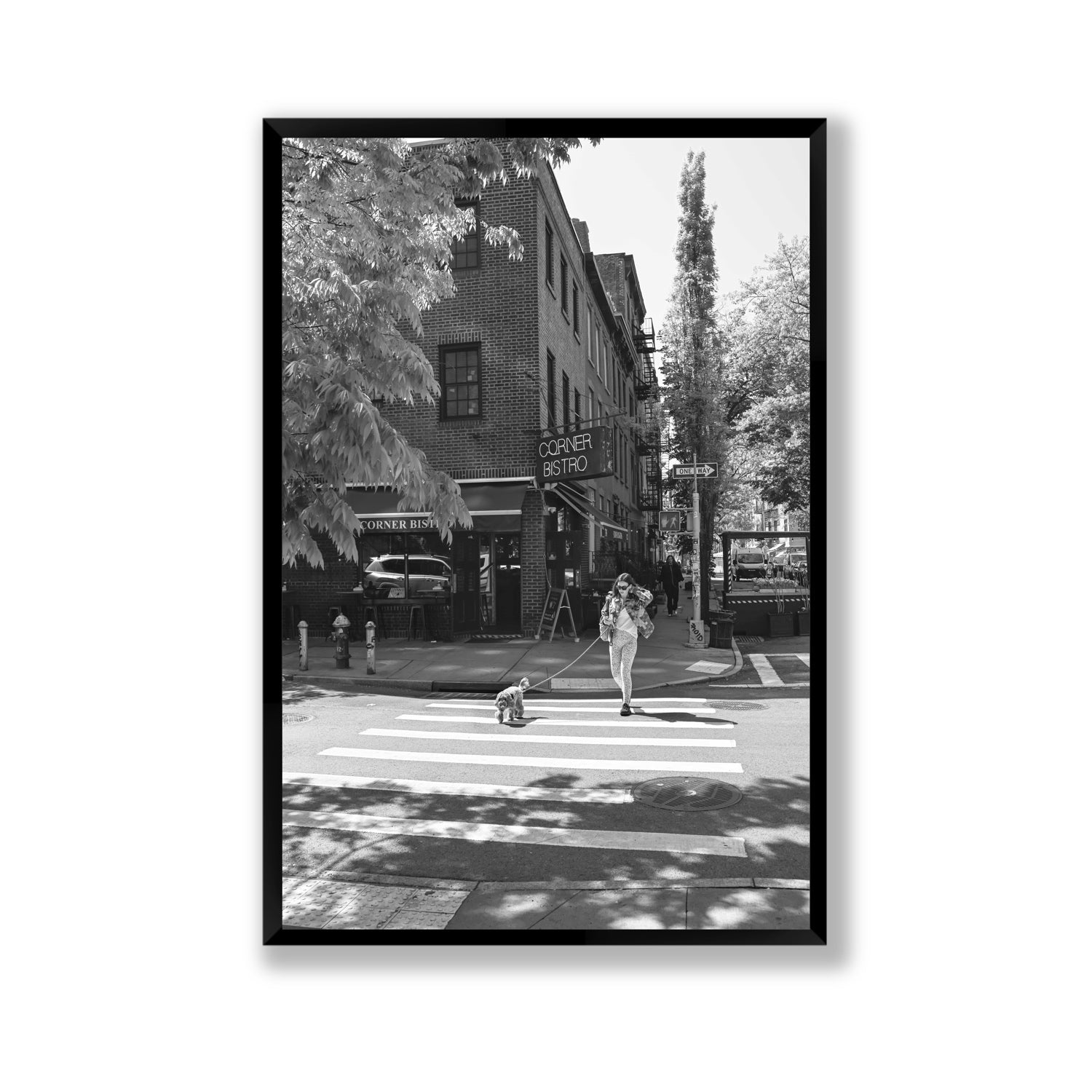 Sunlit Stroll New York NYC Black & White wall art Gallery full-bleed fine art print in black frame