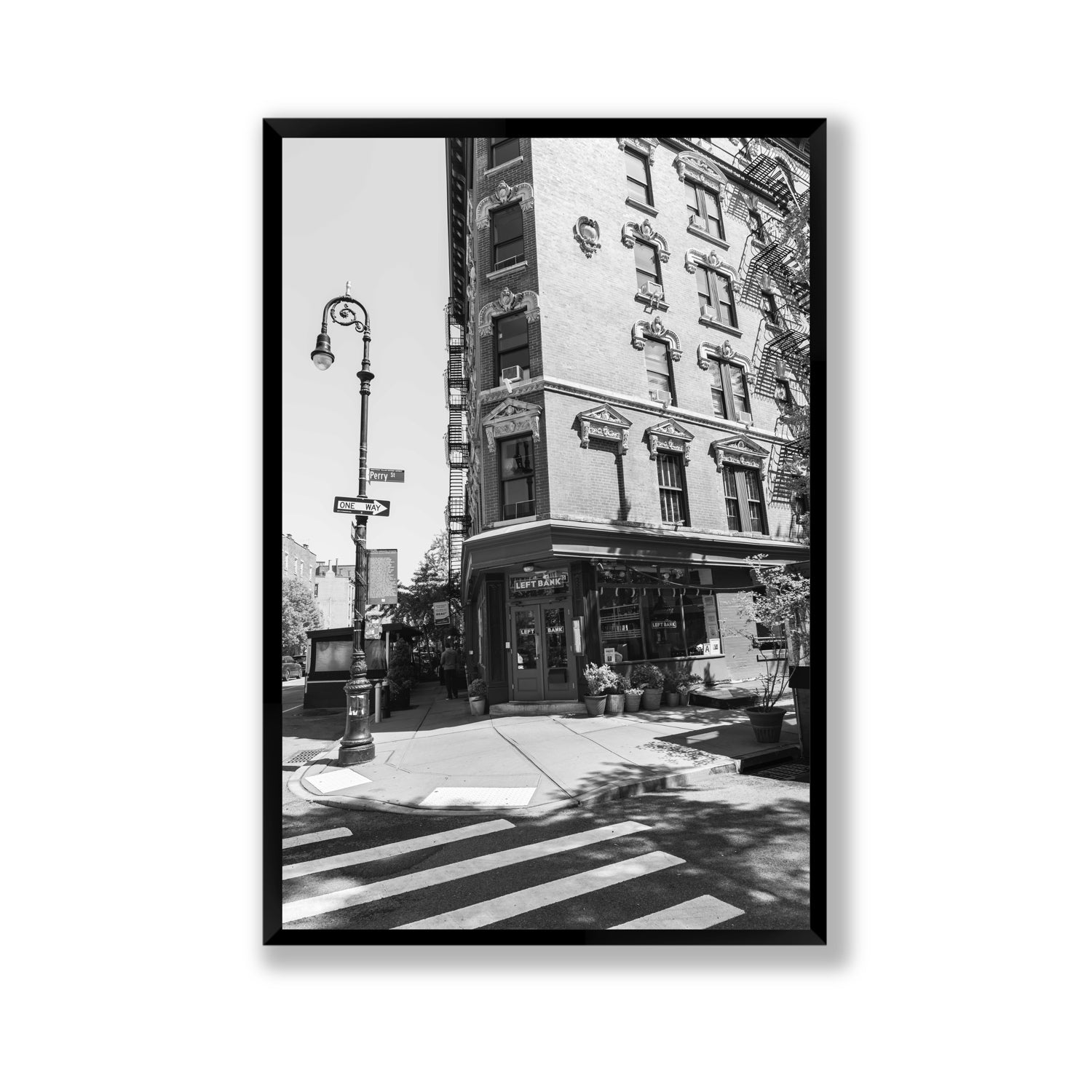 Parisian On Perry New York NYC Black & White wall art Gallery full-bleed fine art print in black frame