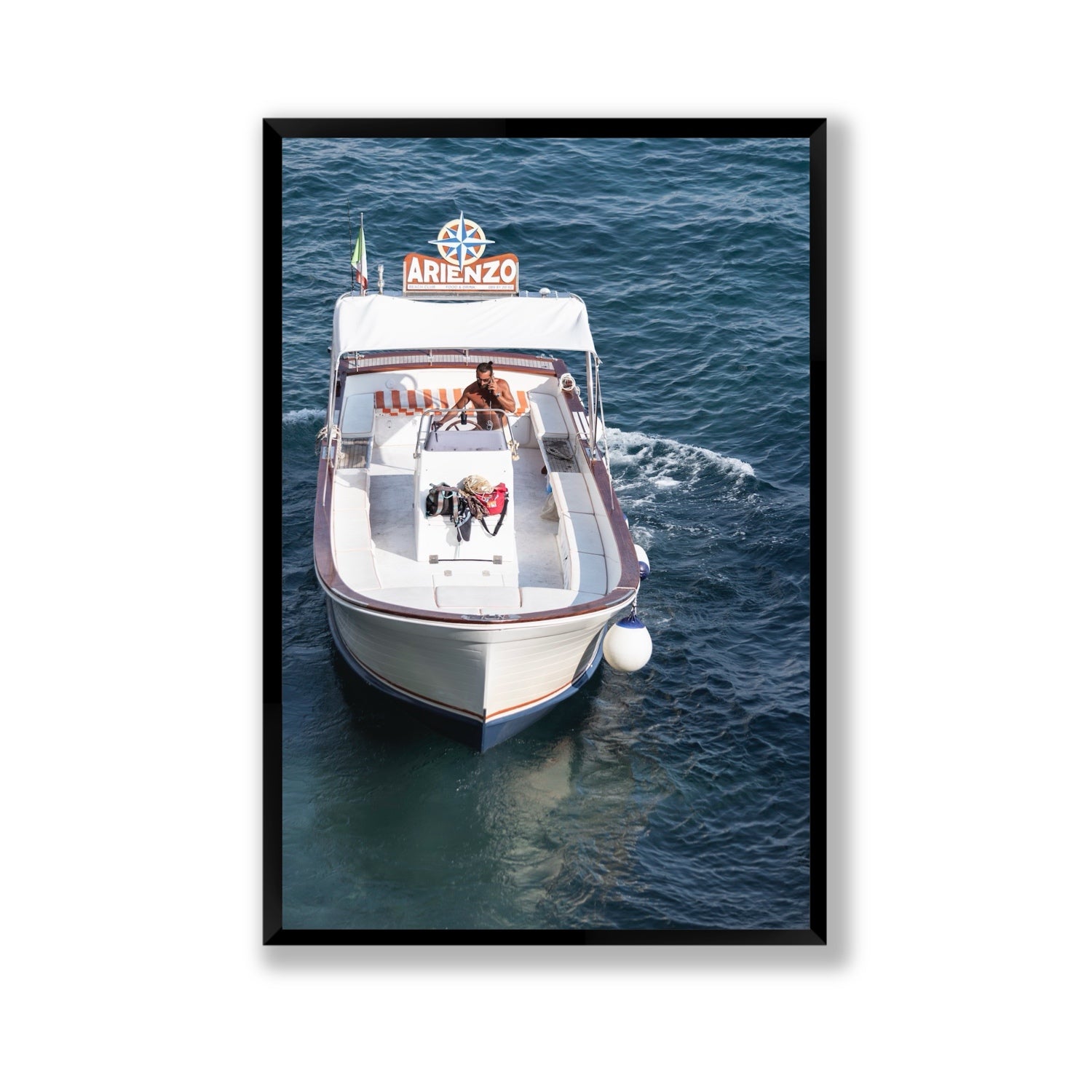 Pilota di Motoscafo fine art print, Positano, Italy, Gallery, Black Frame · Full Bleed, Fine Art Print