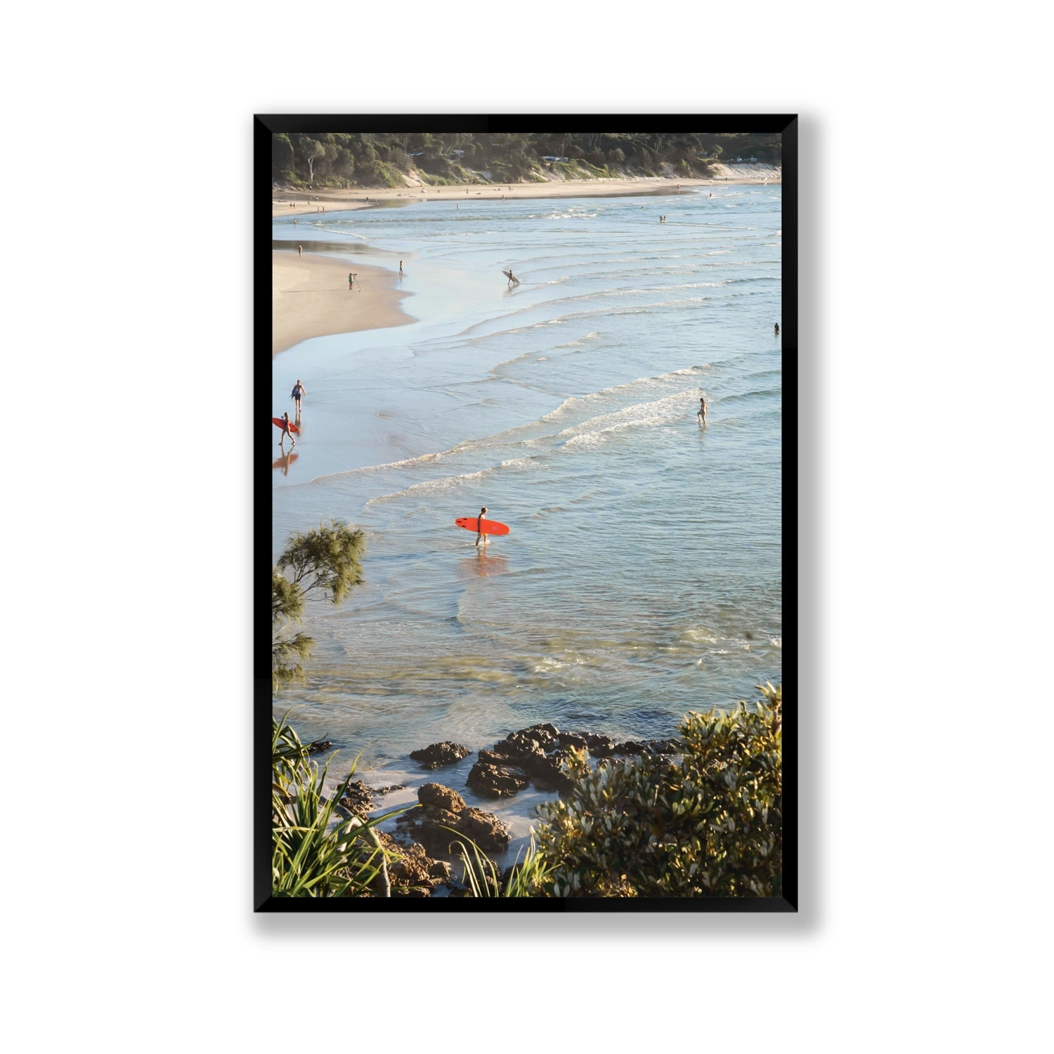 Seclusion Byron Bay Surf coastal wall art Gallery full-bleed fine art print in black frame