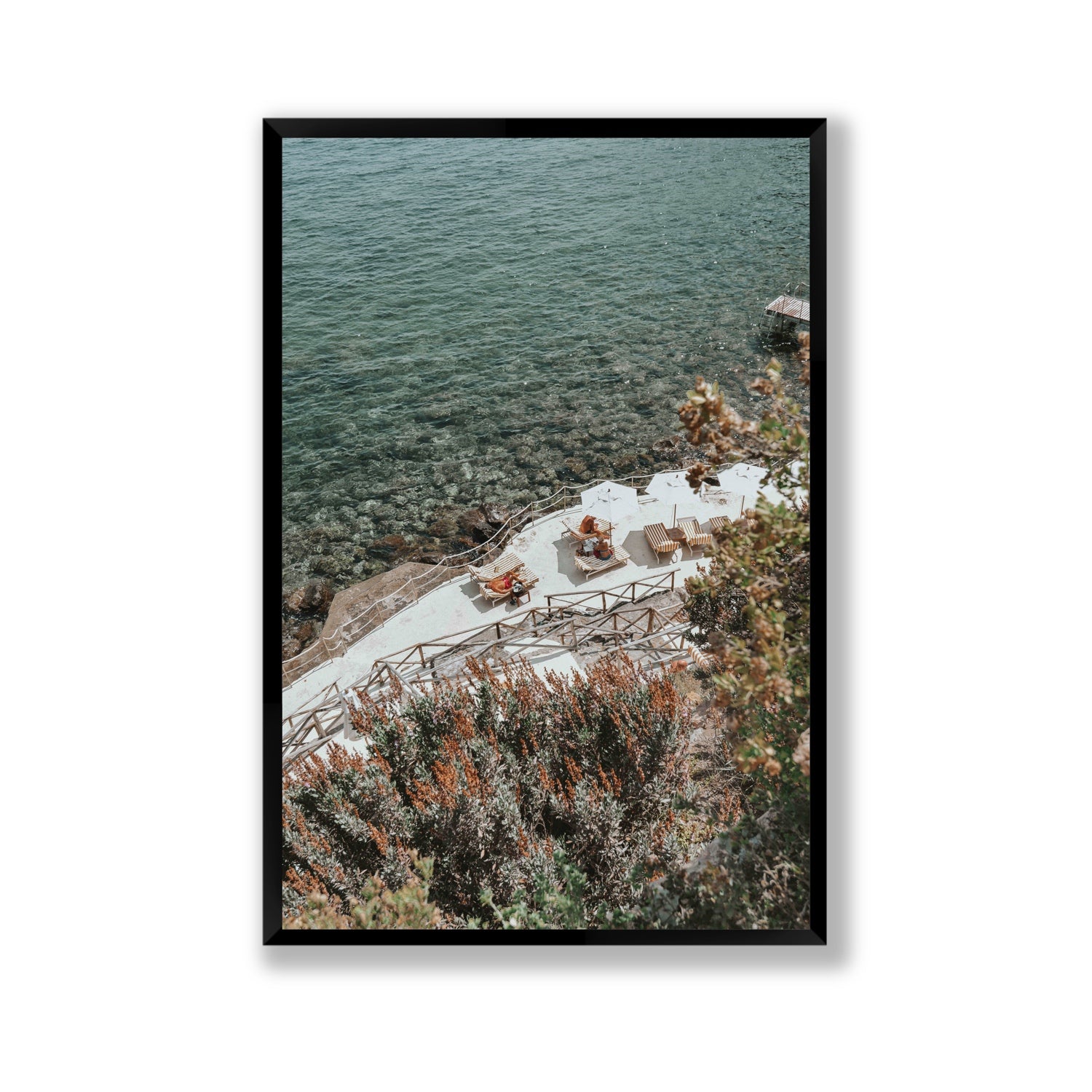 Hidden Gem Tuscany coastal wall art Gallery full-bleed fine art print in black frame