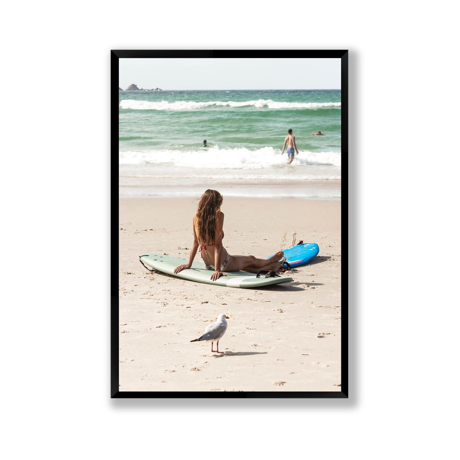 Carissa Byron Bay Surf coastal wall art Gallery full-bleed fine art print in black frame