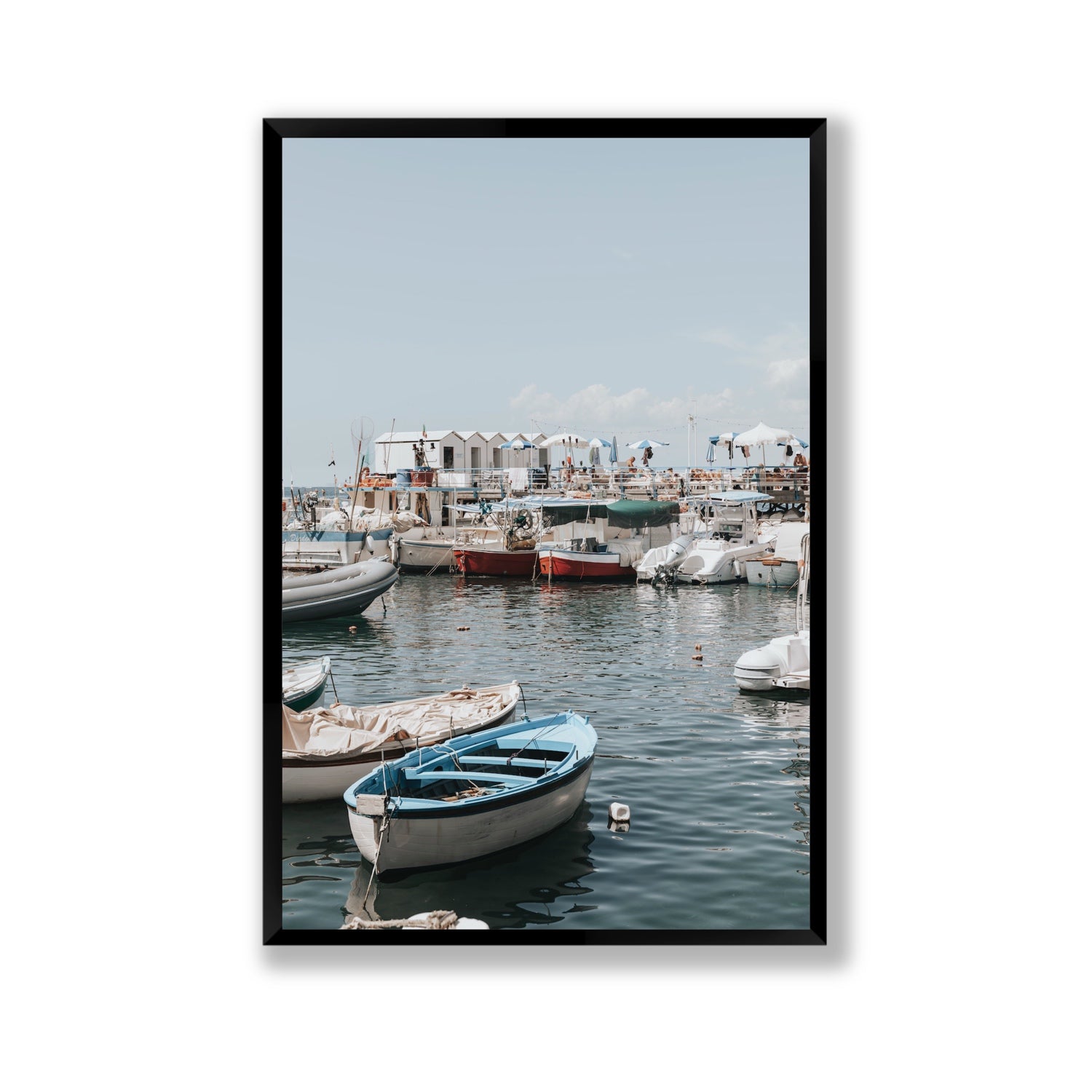 Harbour Hues Sorrento coastal Carousel wall art Gallery full-bleed fine art print in black frame