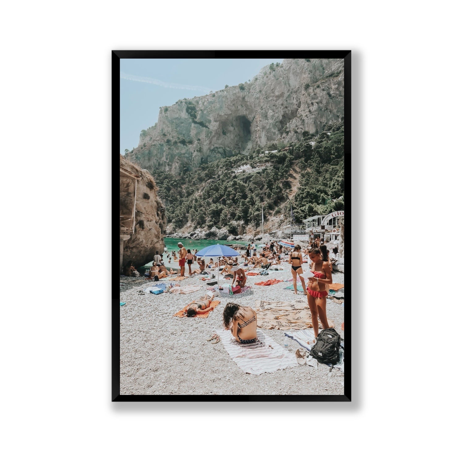 Marina Piccola Capri Mediterranean wall art Gallery full-bleed fine art print in black frame