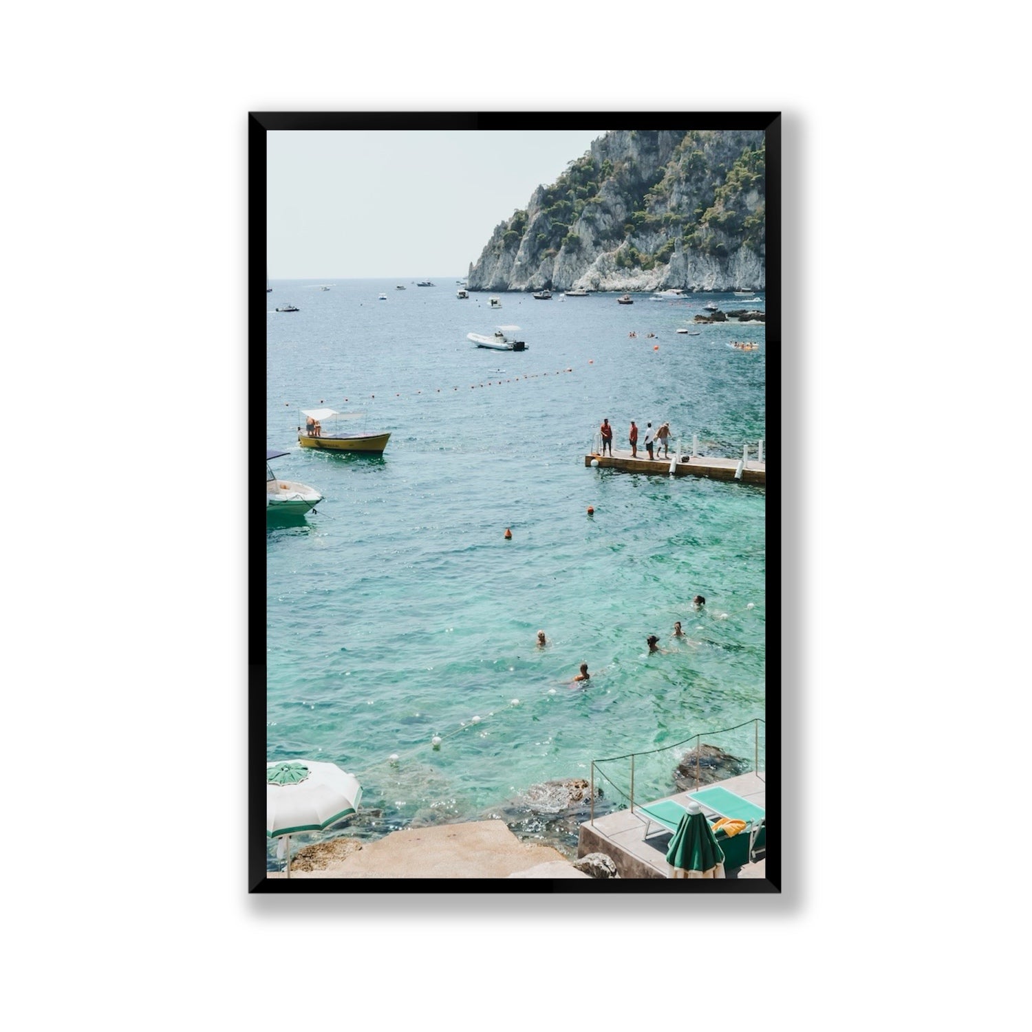 Delizia Pomeridiana Capri coastal wall art Gallery full-bleed fine art print in black frame