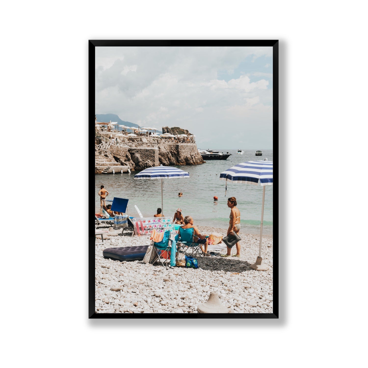 Couple Goals Nerano Amalfi Coast coastal wall art Gallery full-bleed fine art print in black frame
