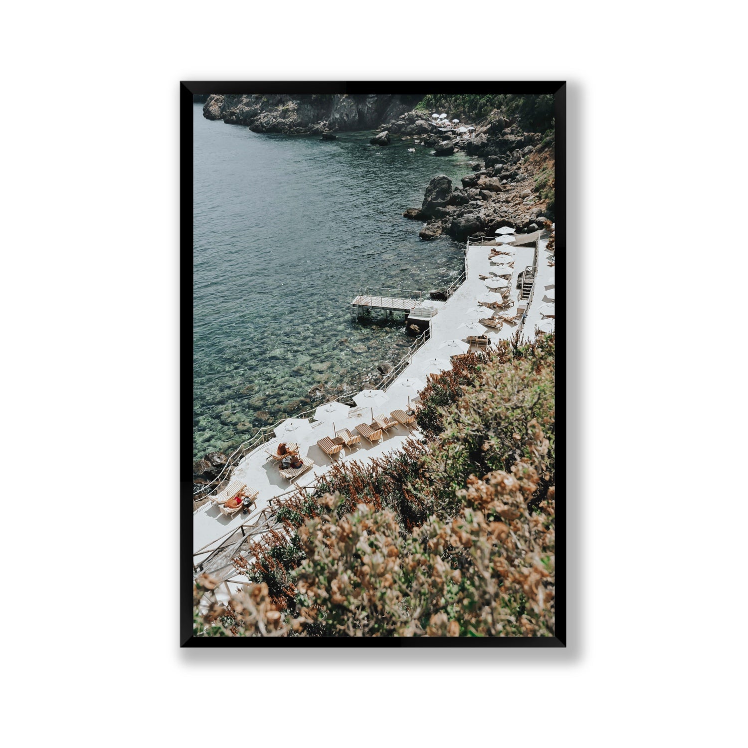 Go Beyond The Postcard Tuscany coastal wall art Gallery full-bleed fine art print in black frame