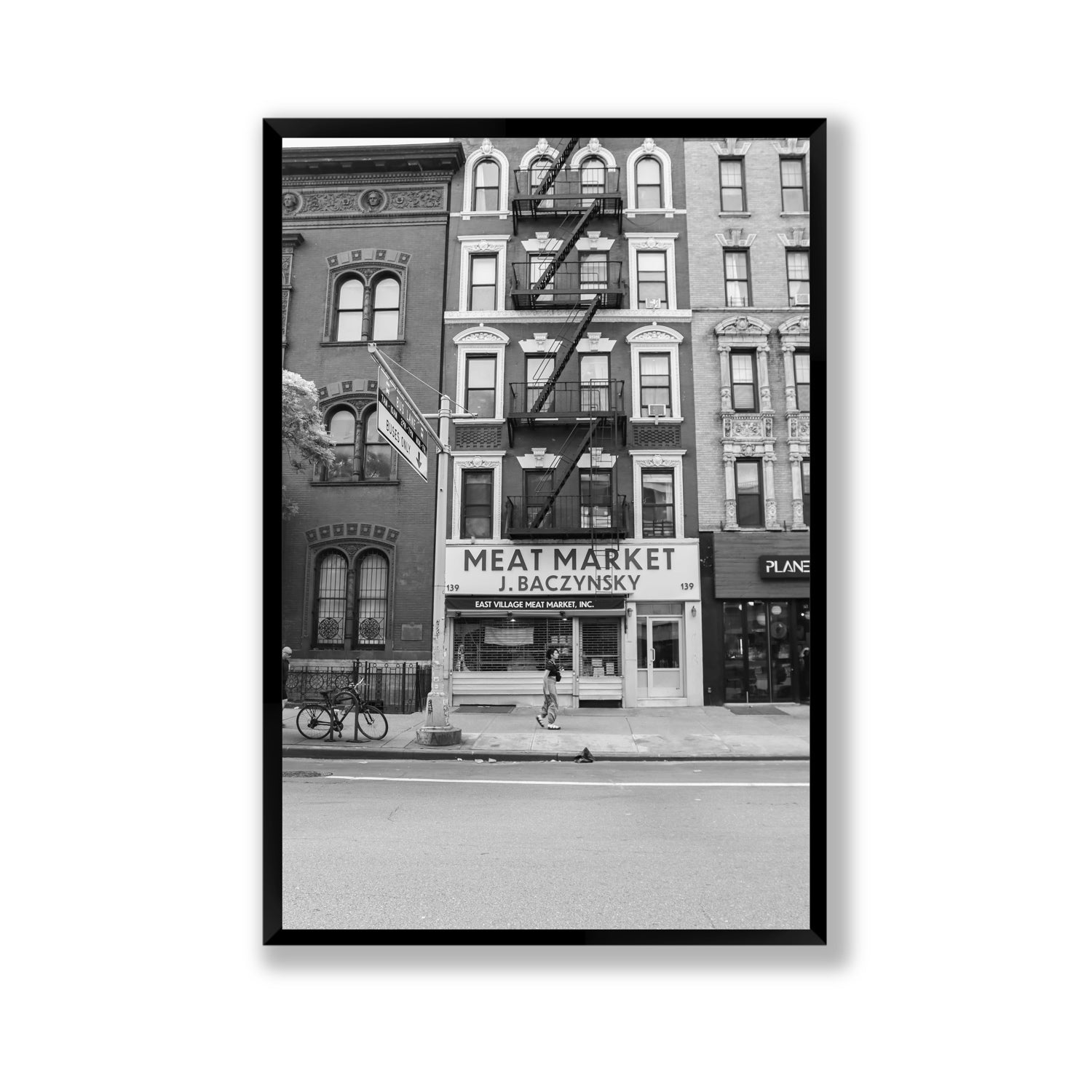 Vertical Village New York NYC Black & White wall art Gallery full-bleed fine art print in black frame