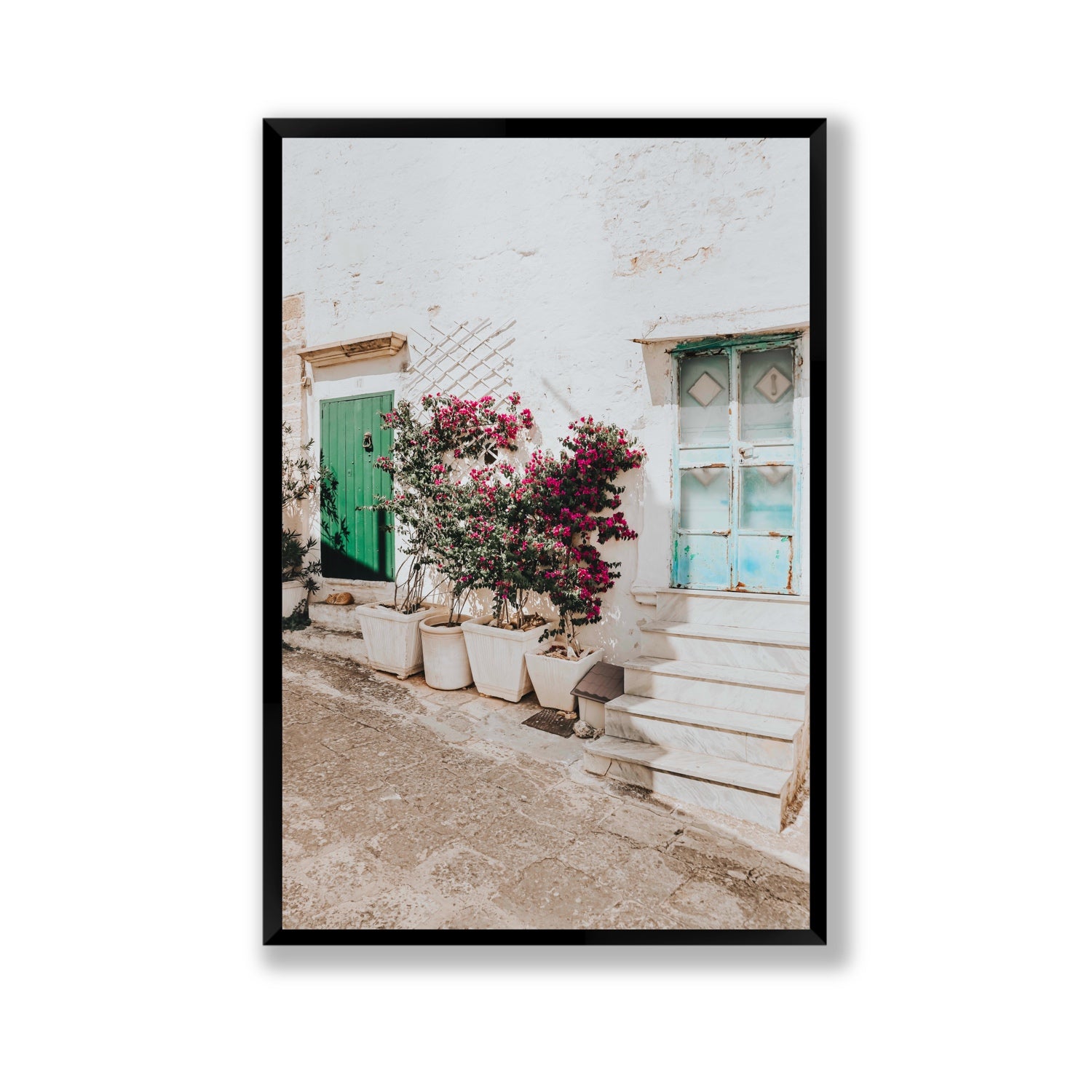 Floral Canvas Puglia Ostuni wall art Gallery fine art canvas in black frame view 2