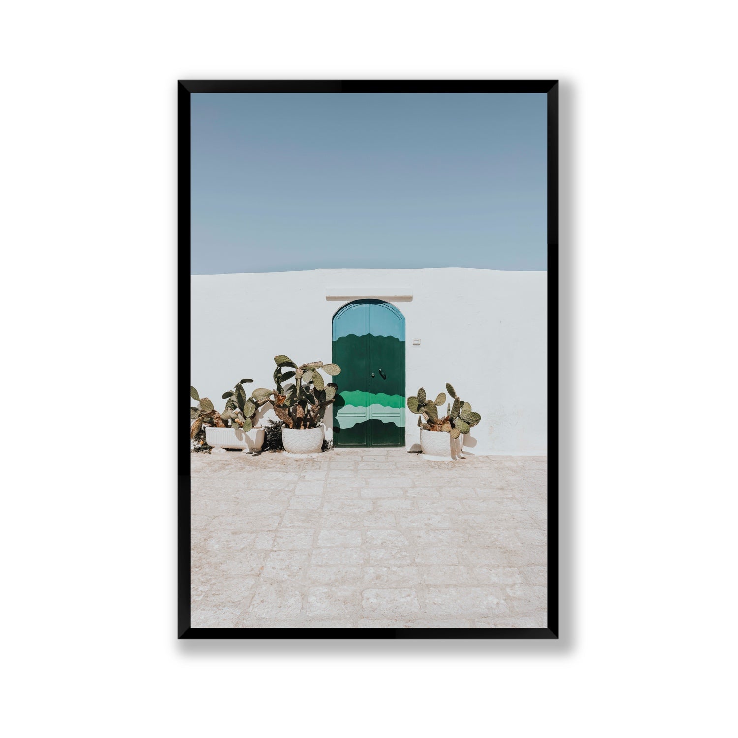 Imaginary Exit Puglia Mediterranean wall art Gallery full-bleed fine art print in black frame