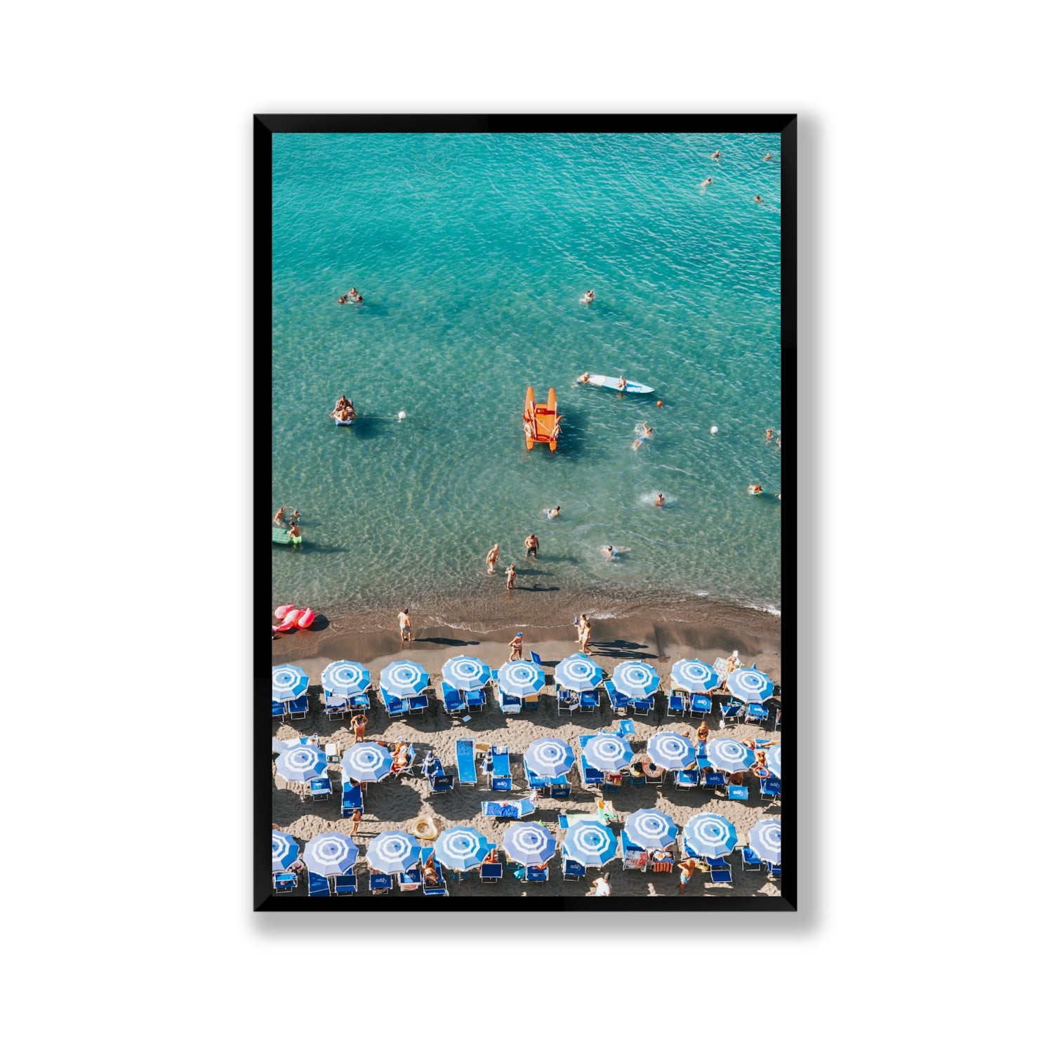 Aquamarine Oasis Sorrento Italian coastal wall art Gallery full-bleed fine art print in black frame