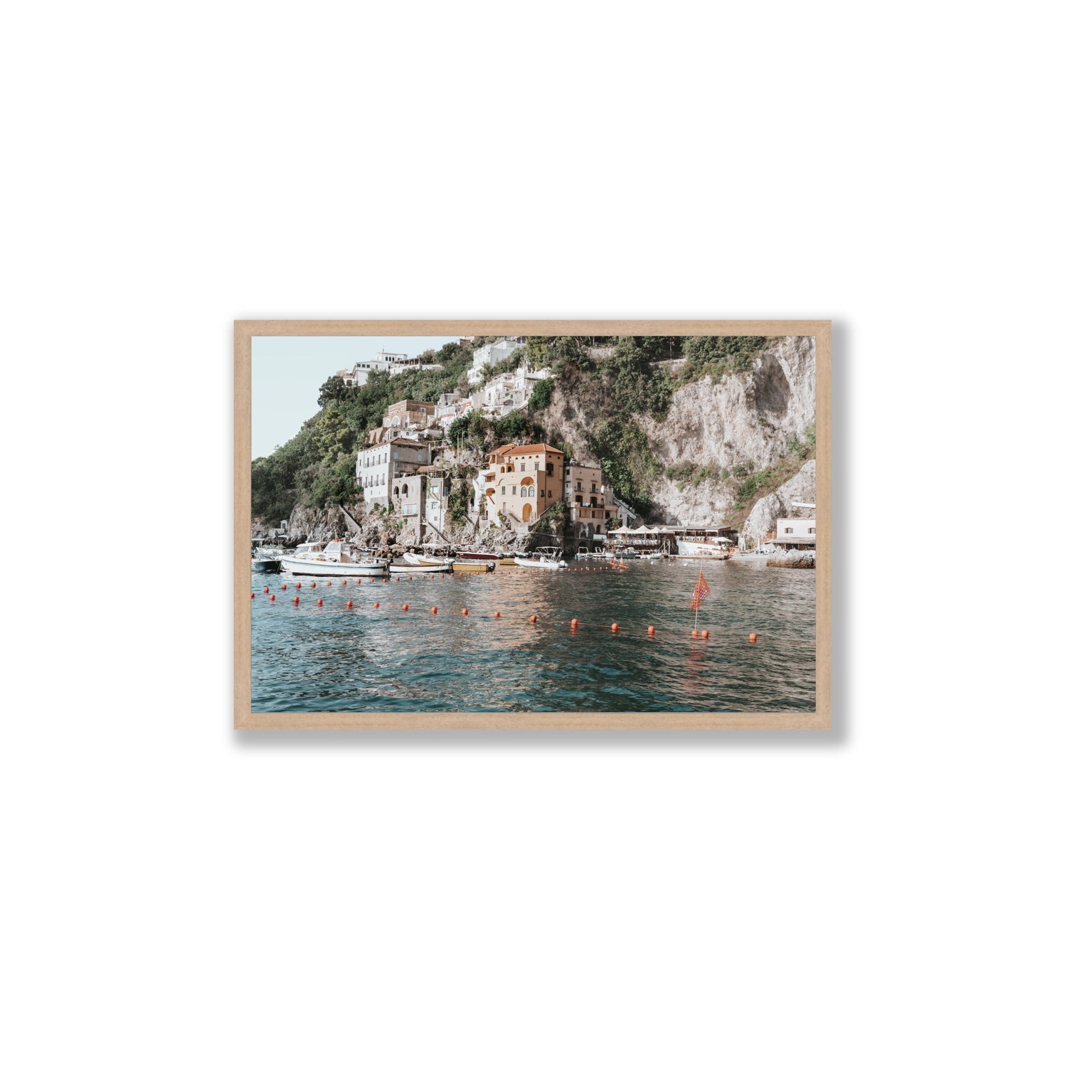 Amalfi Villas fine art print, Amalfi, Italy, coastal scenes artwork, Large, Natural Oak Frame · Full Bleed, Fine Art Print