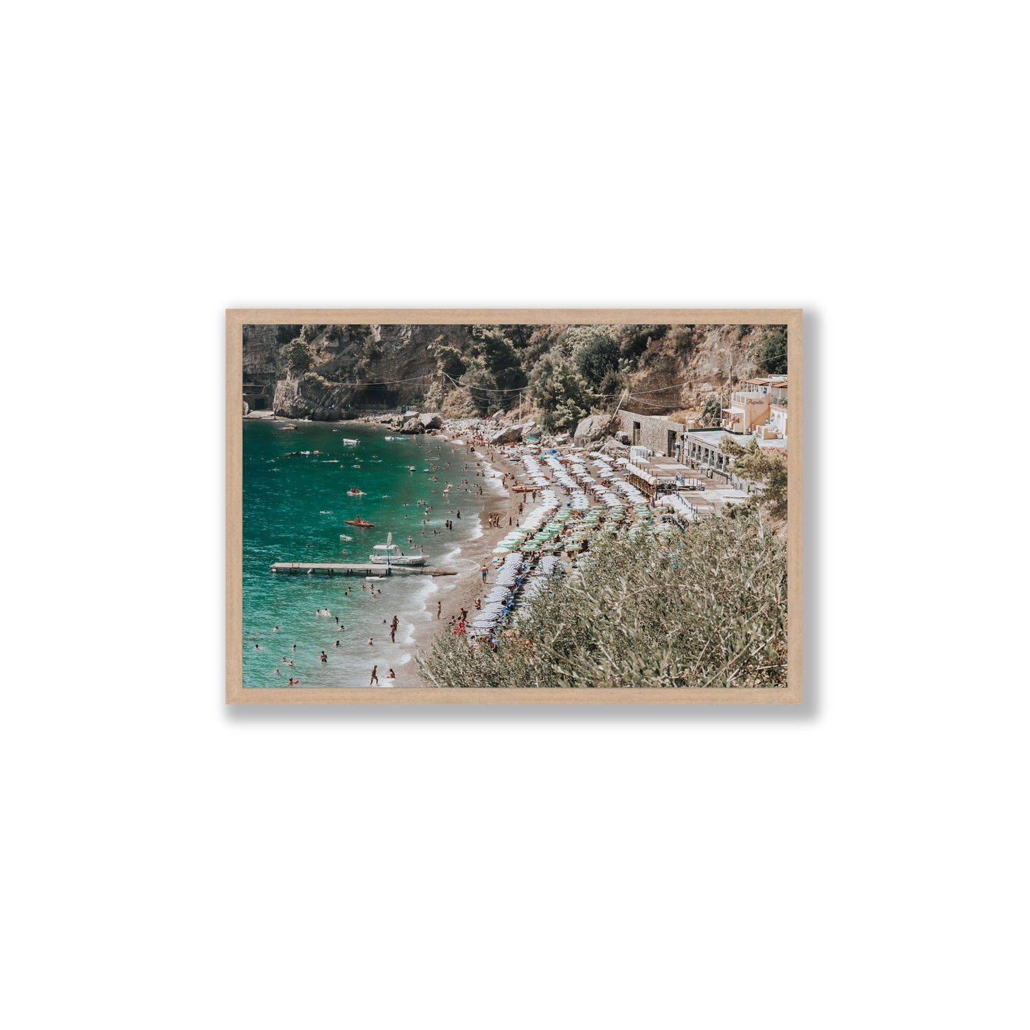 Fornillo Beach fine art print, Positano, Italy, Large, Natural Oak Frame · Full Bleed, Fine Art Print