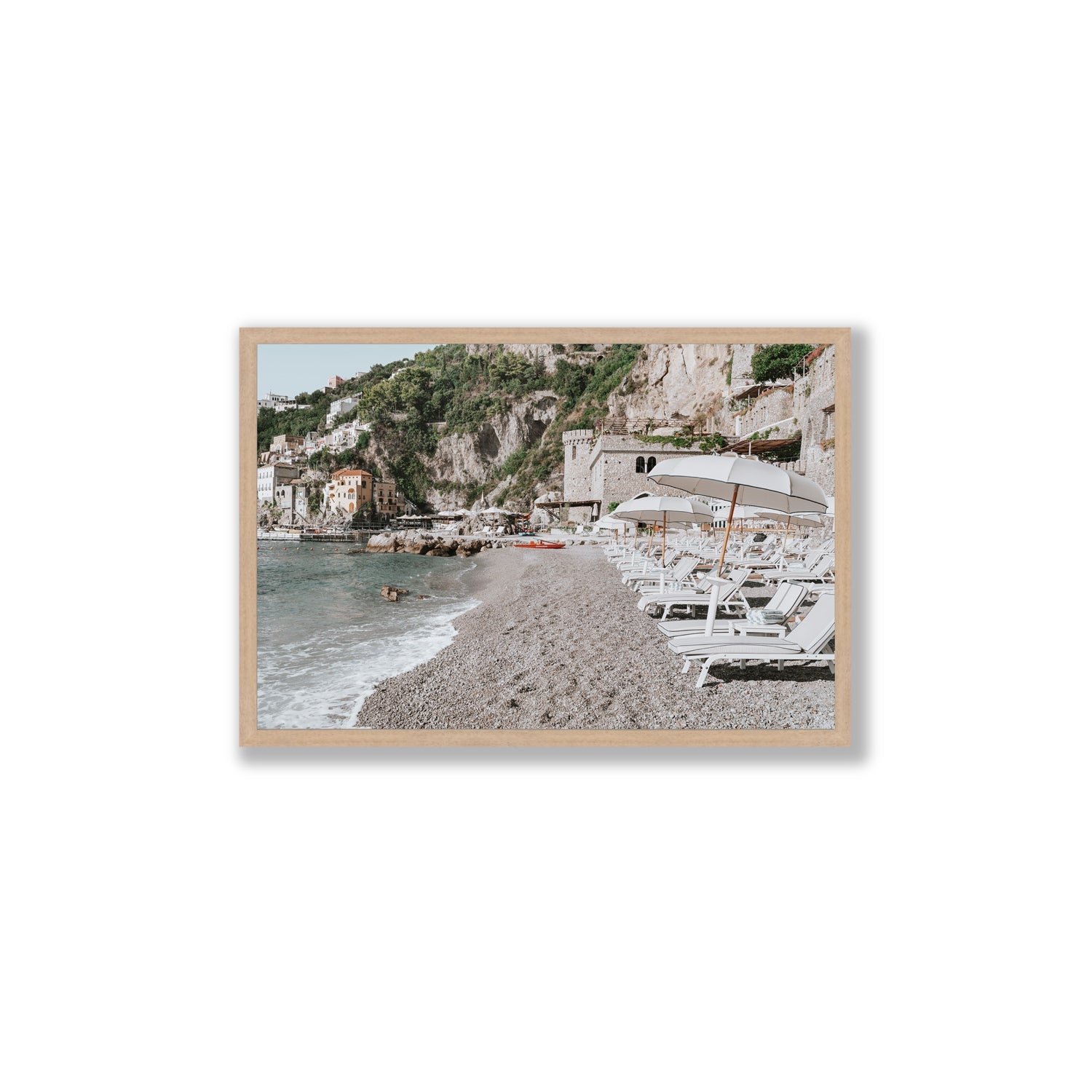 Borgo Santandrea fine art print, Amalfi, Italy, Large, Natural Oak Frame · Full Bleed, Fine Art Print