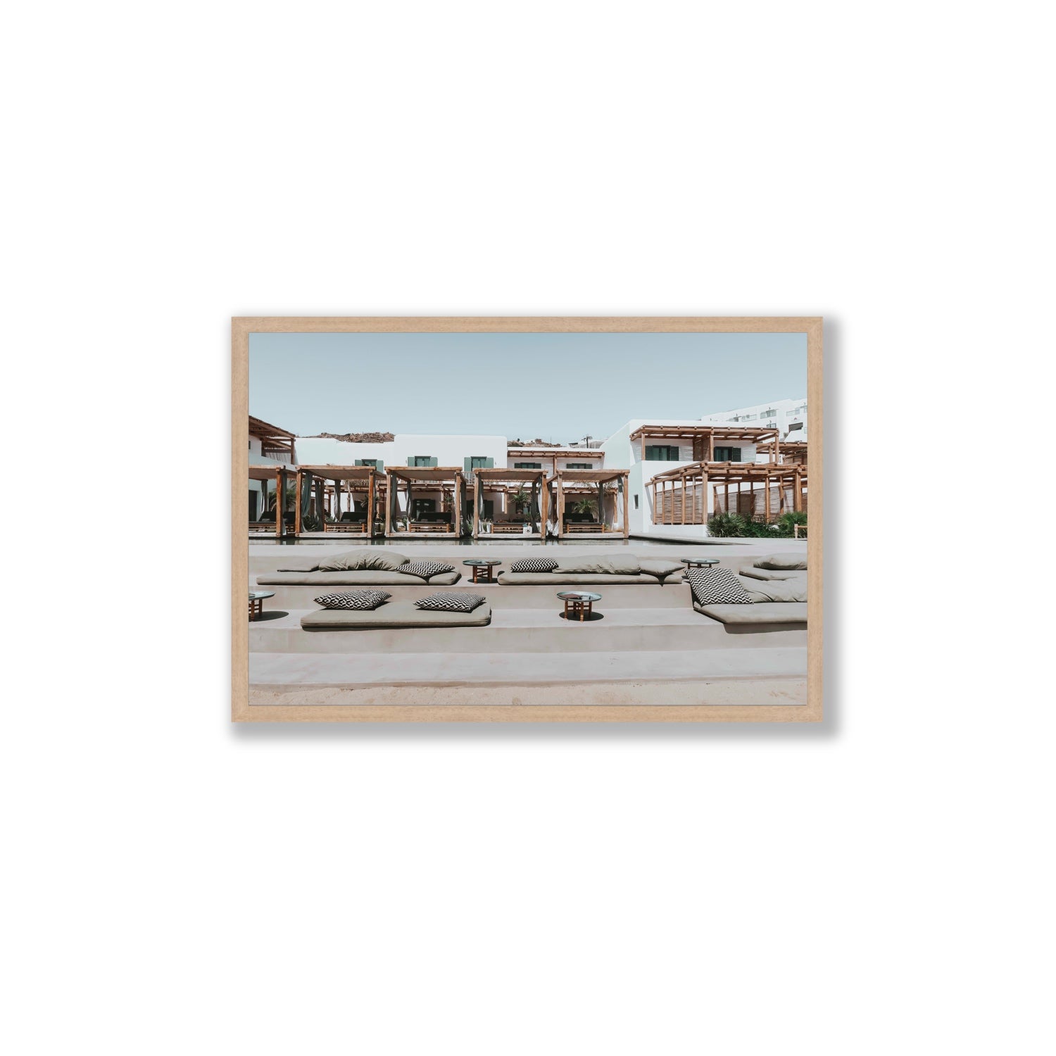Platis Gialos fine art print, Mykonos, Greece, Large, Natural Oak Frame · Full Bleed, Fine Art Print