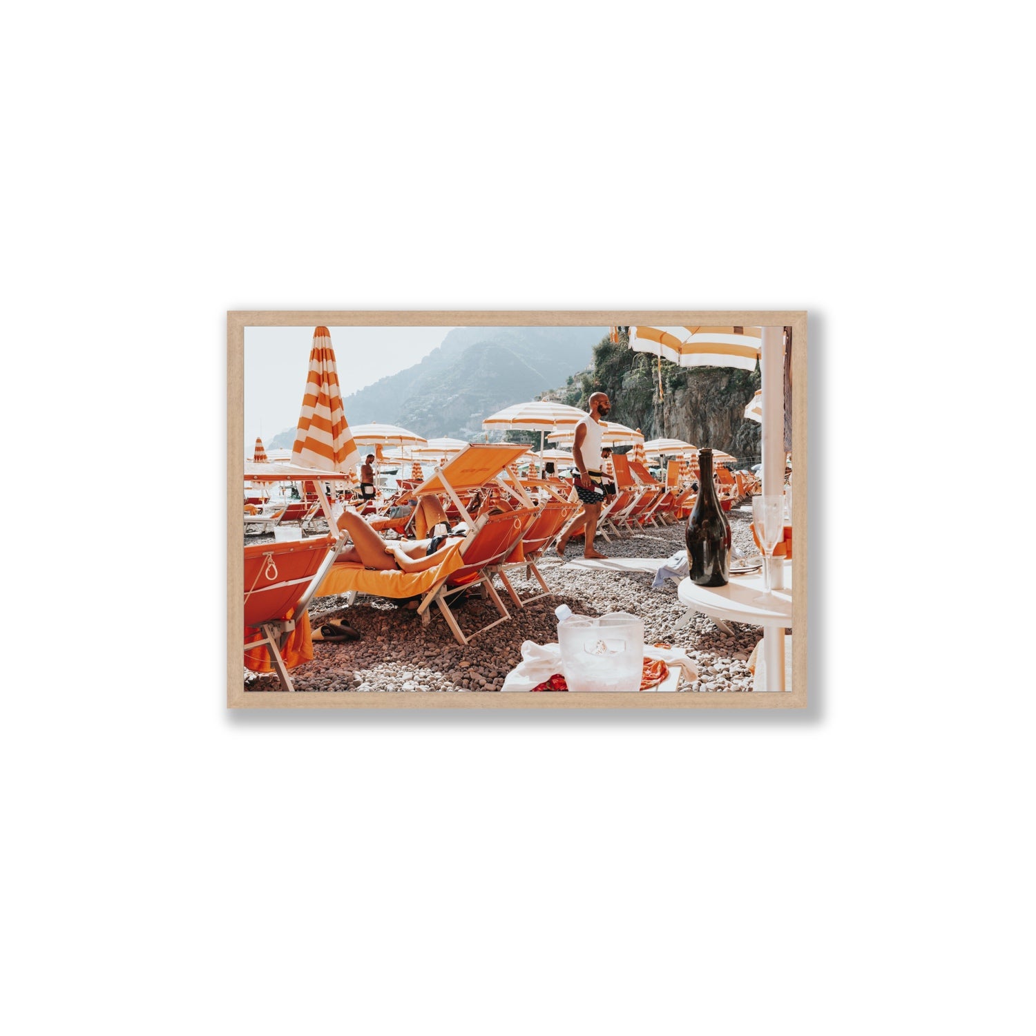 Zesty Shade Positano wall art Large full-bleed fine art print in natural oak frame