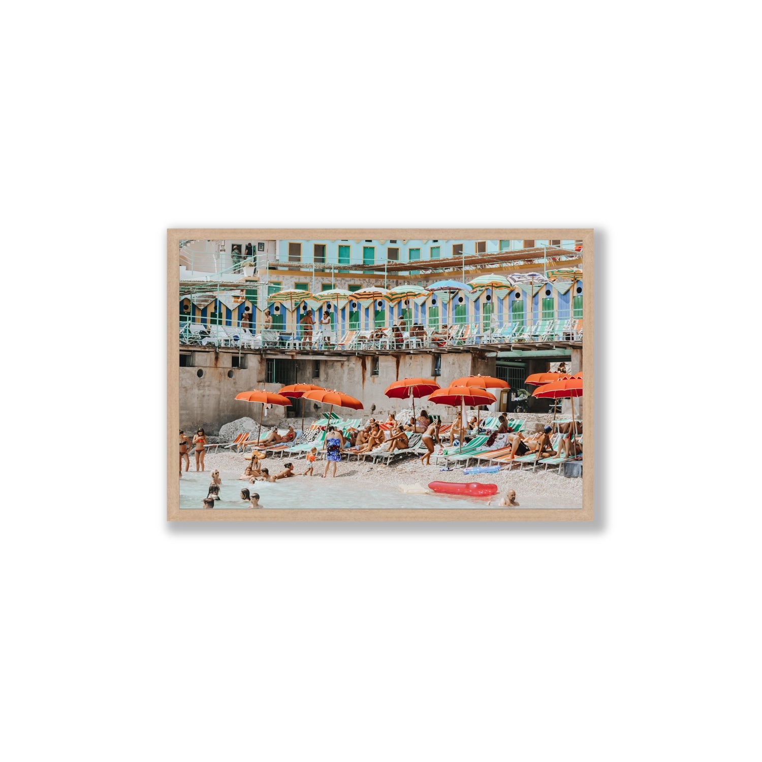 Umbrella Fiesta fine art print, Capri, Italy, Large, Natural Oak Frame · Full Bleed, Fine Art Print