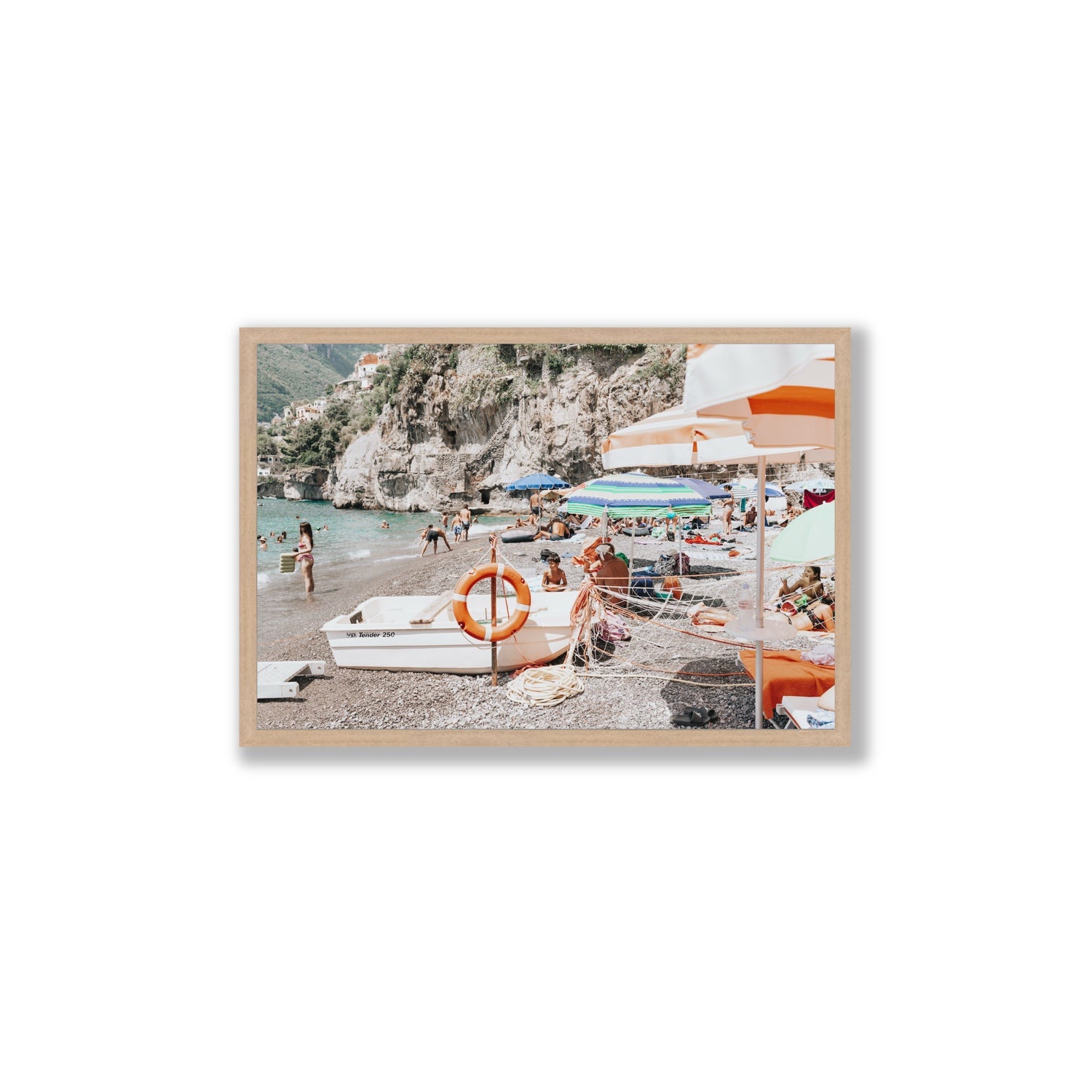 Bellezza By The Bay fine art print, Positano, Italy, Large, Natural Oak Frame · Full Bleed, Fine Art Print