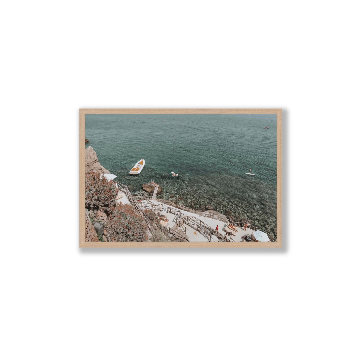 The Lagoon Tuscany coastal Italian wall art Large full-bleed fine art print in natural oak frame