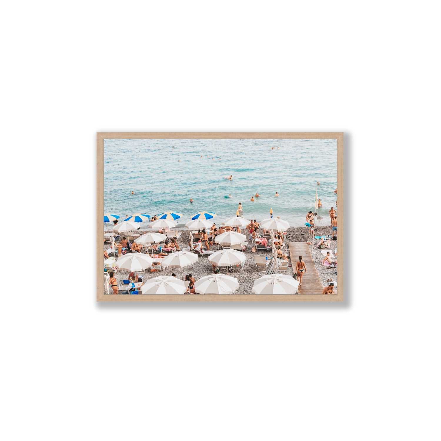 Dreamscape Amalfi Italian beach wall art Large full-bleed fine art print in natural oak frame