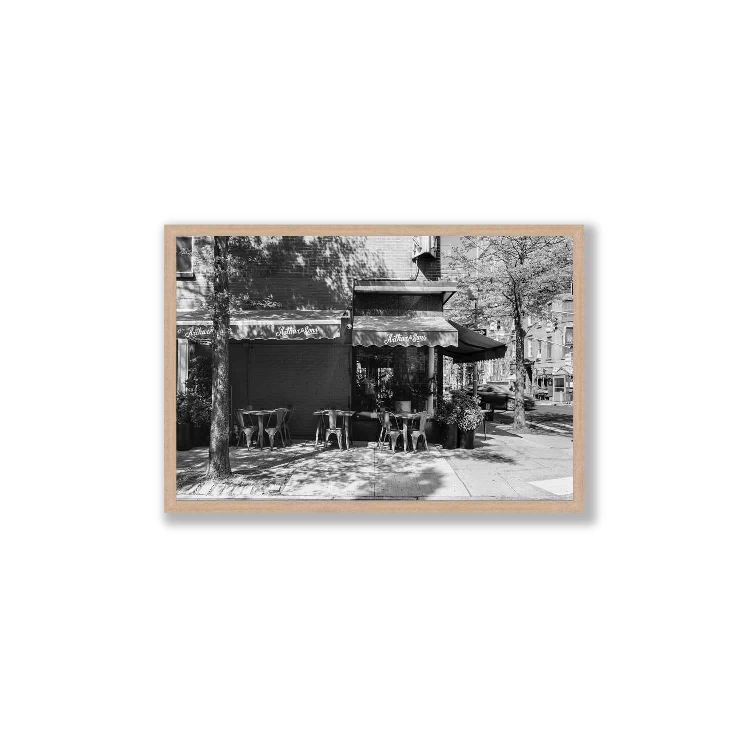 Arthur's Corner New York NYC Restaurant wall art Large full-bleed fine art print in natural oak frame