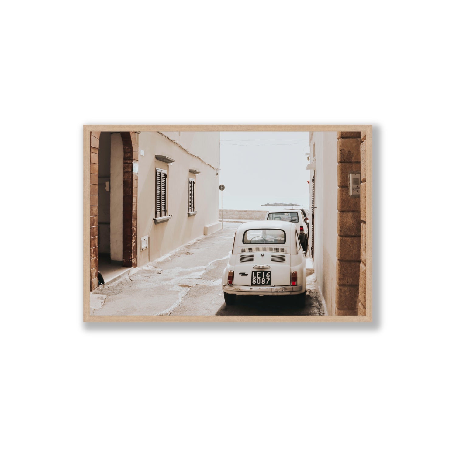 Bambini Lane Puglia Italian wall art Extra Large full-bleed fine art print in natural oak frame