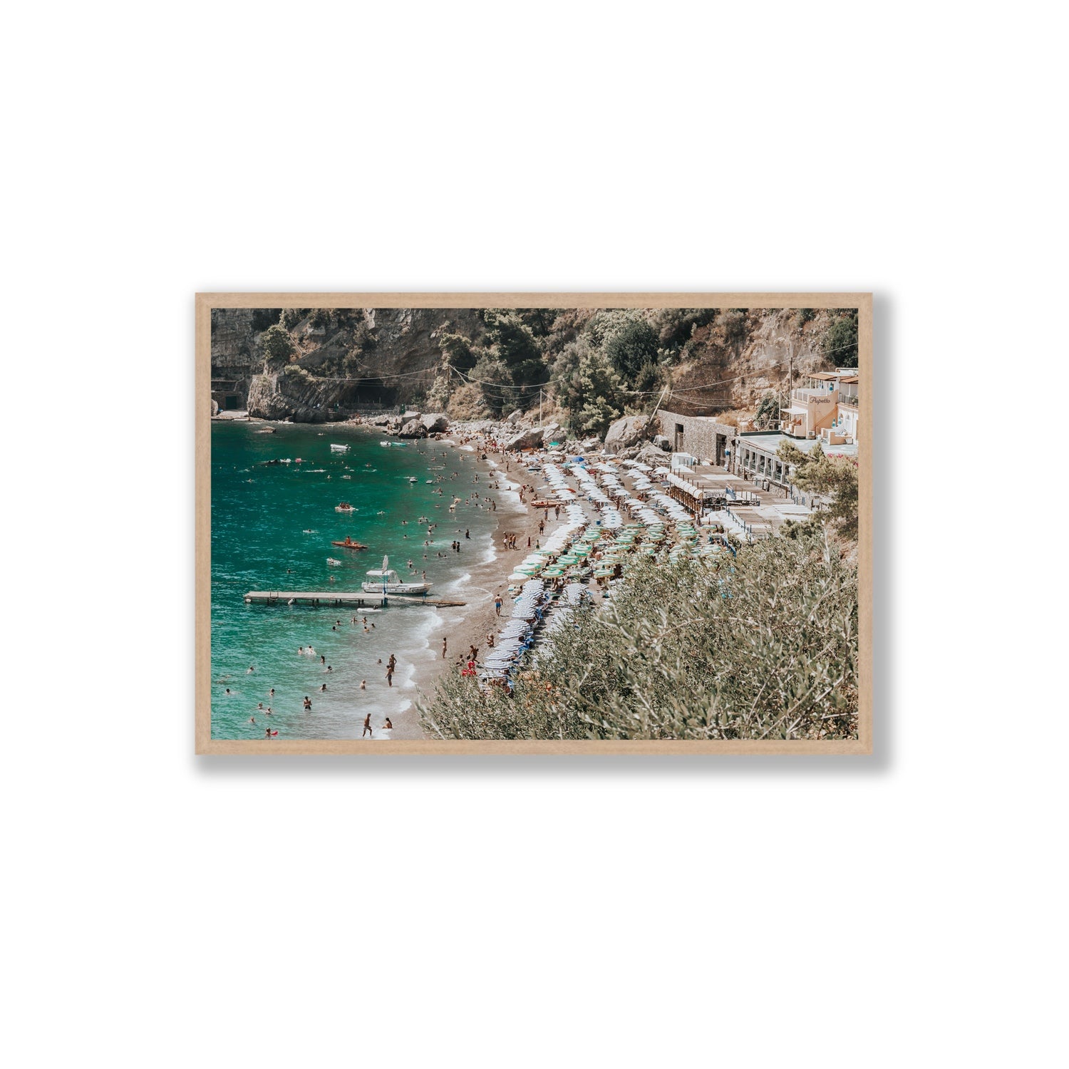 Fornillo Beach fine art print, Positano, Italy, Extra Large, Natural Oak Frame · Full Bleed, Fine Art Print