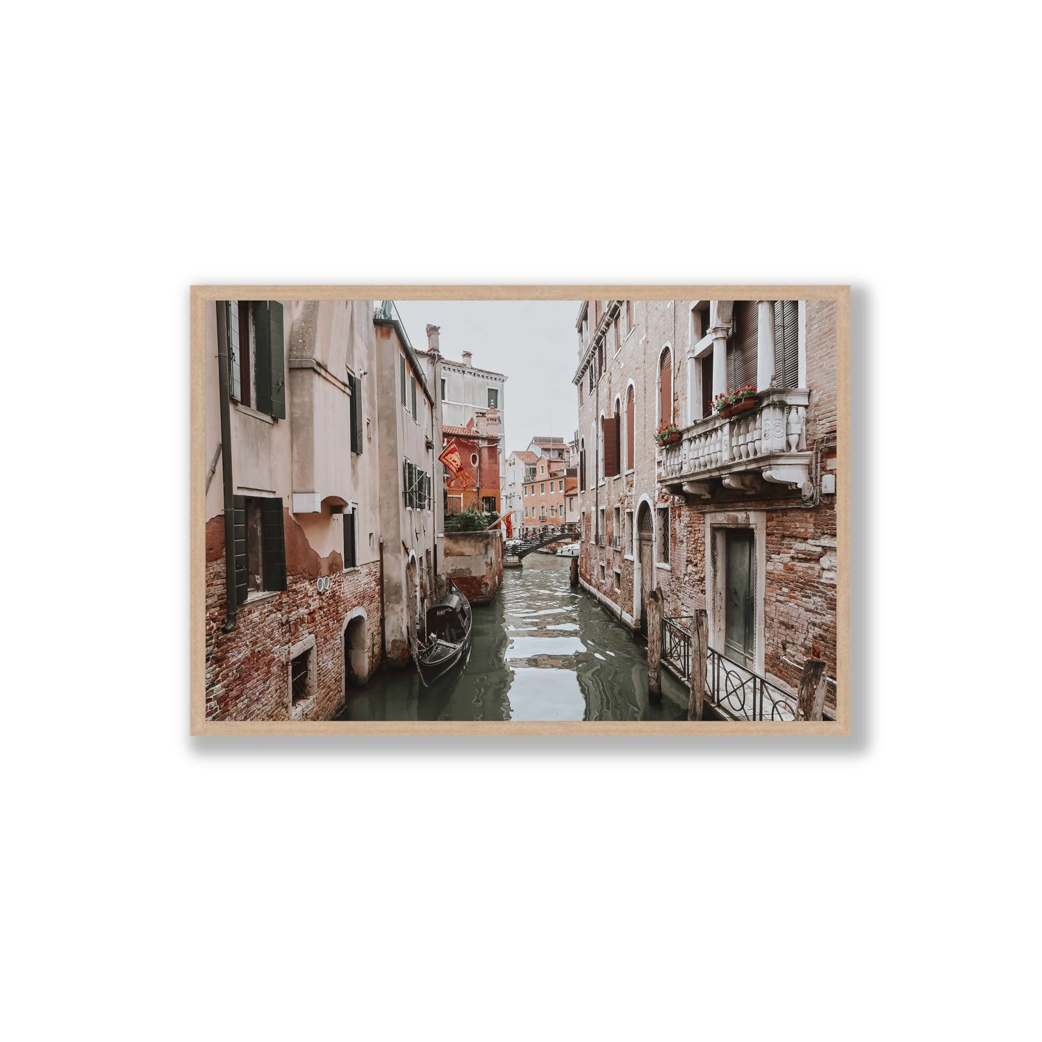 Venetian Gothic Venice Canal Italian wall art Extra Large full-bleed fine art print in natural oak frame