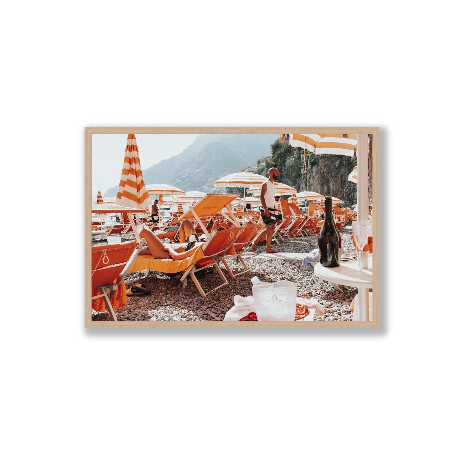 Zesty Shade Positano wall art Extra Large full-bleed fine art print in natural oak frame