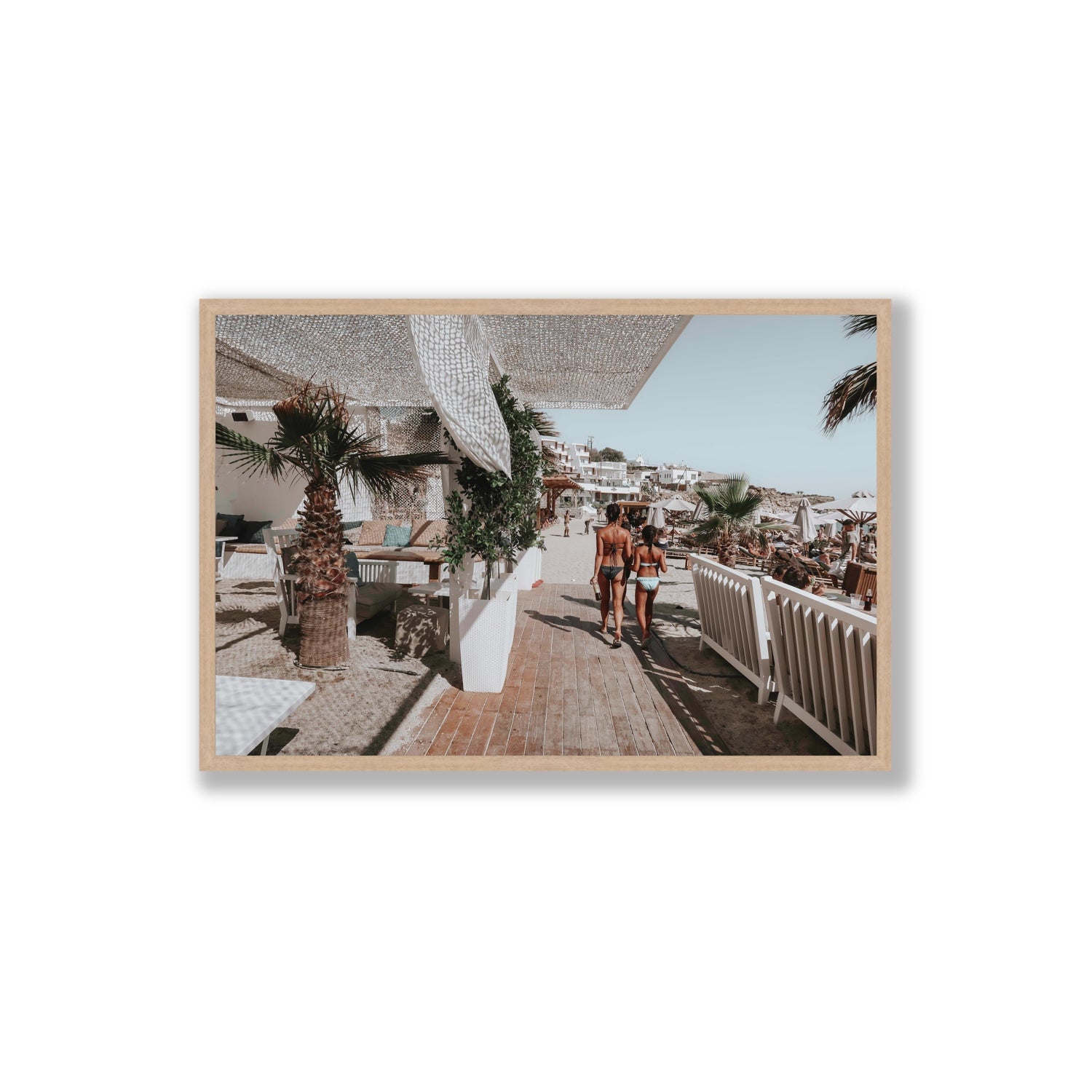 Mitera Kori Mykonos Greek island wall art Extra Large full-bleed fine art print in natural oak frame