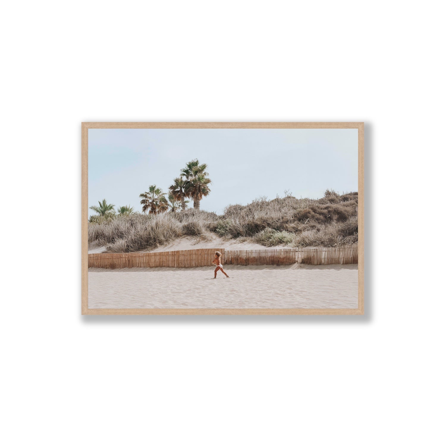 Ragazza Da Spiaggia Puglia beach Italian fine art print Extra Large full-bleed fine art print in natural oak frame