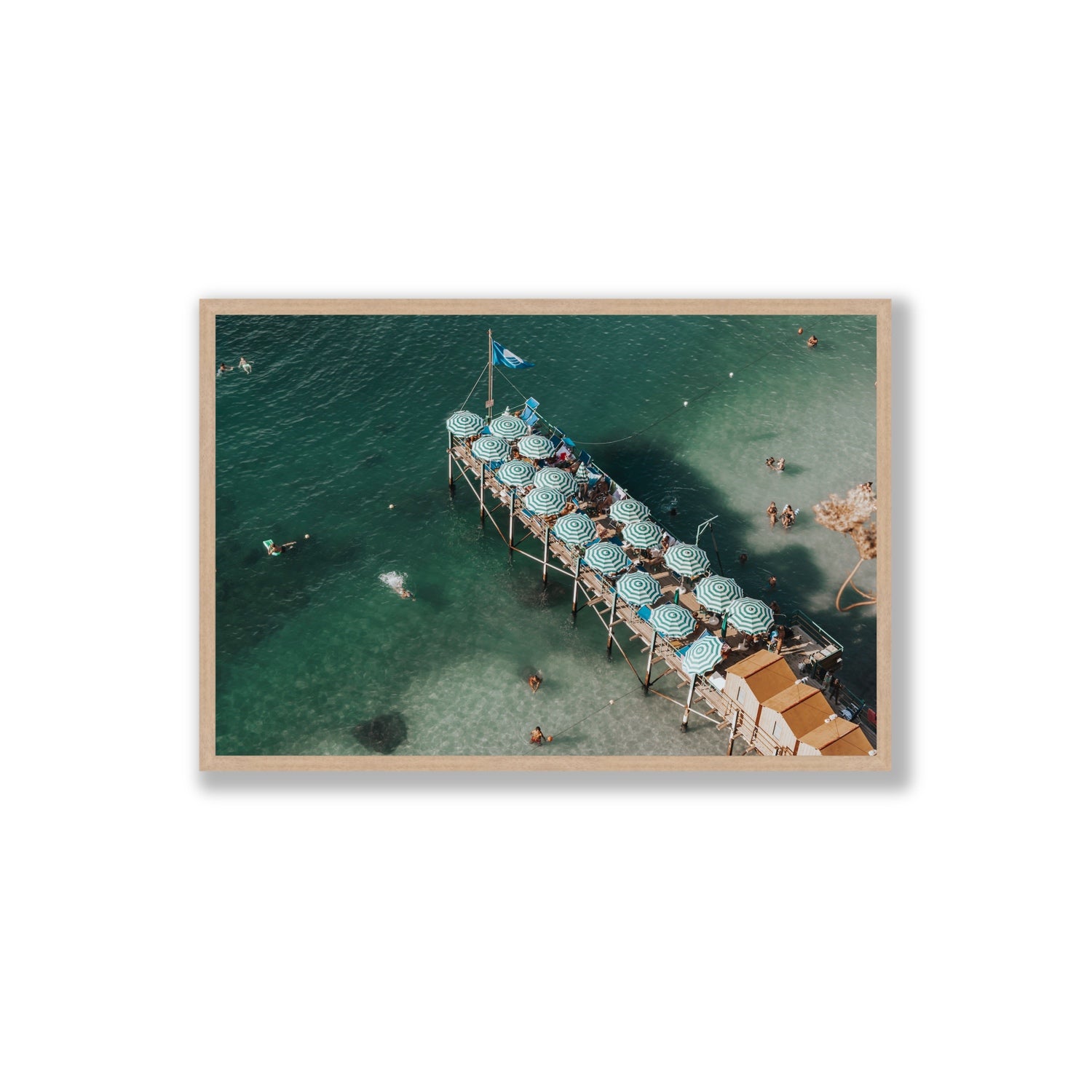 Sorrento Shangri La Sorrento coastal Italian wall art Extra Large full-bleed fine art print in natural oak frame