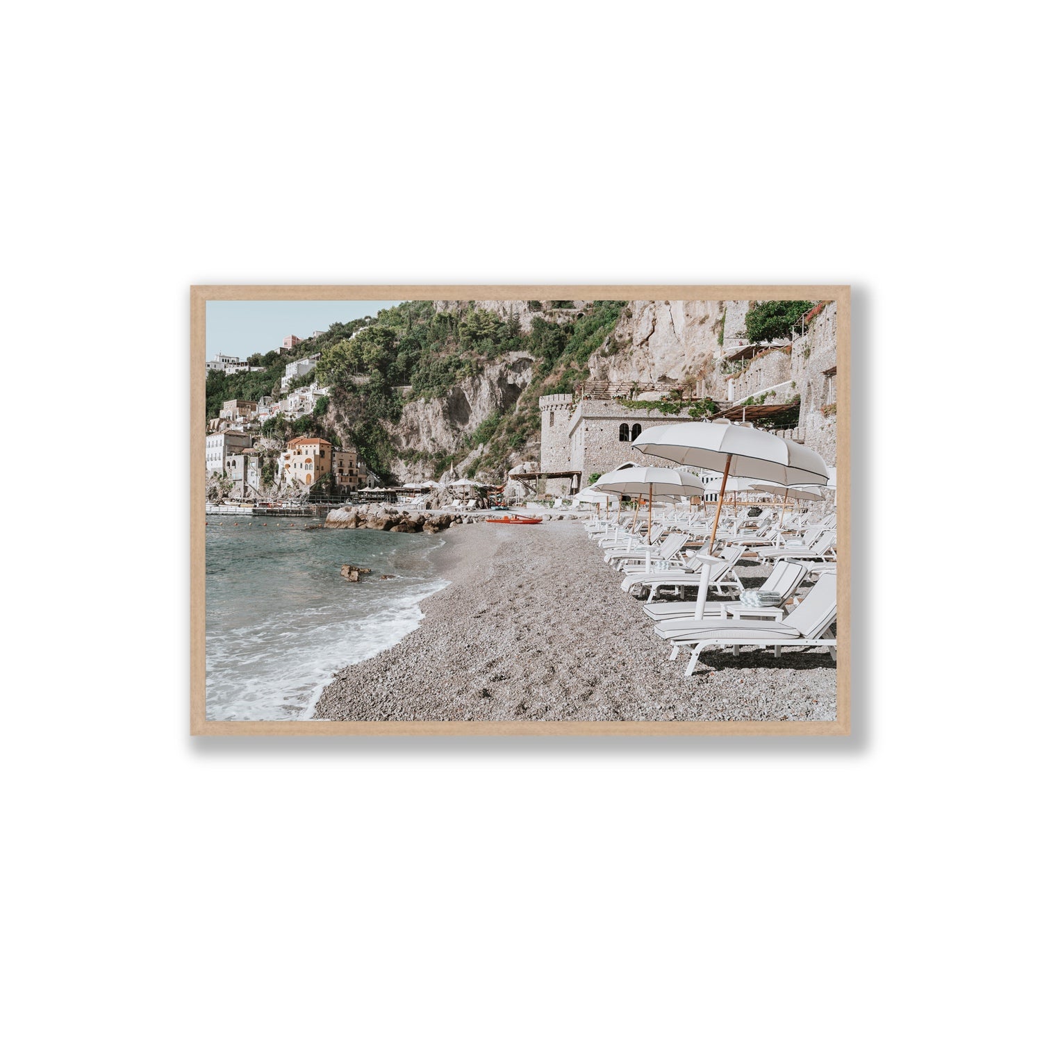 Borgo Santandrea fine art print, Amalfi, Italy, Extra Large, Natural Oak Frame · Full Bleed, Fine Art Print