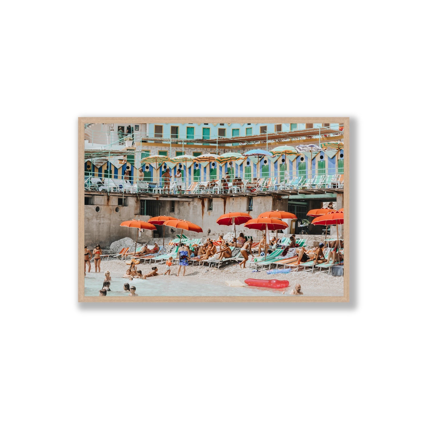 Umbrella Fiesta fine art print, Capri, Italy, Extra Large, Natural Oak Frame · Full Bleed, Fine Art Print