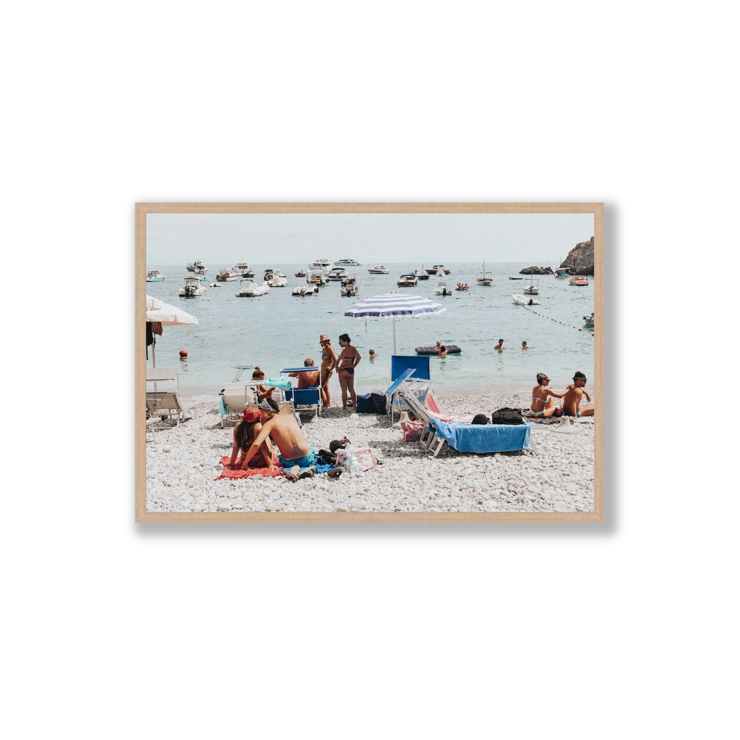The Kiss Nerano wall art Extra Large full-bleed fine art print in natural oak frame