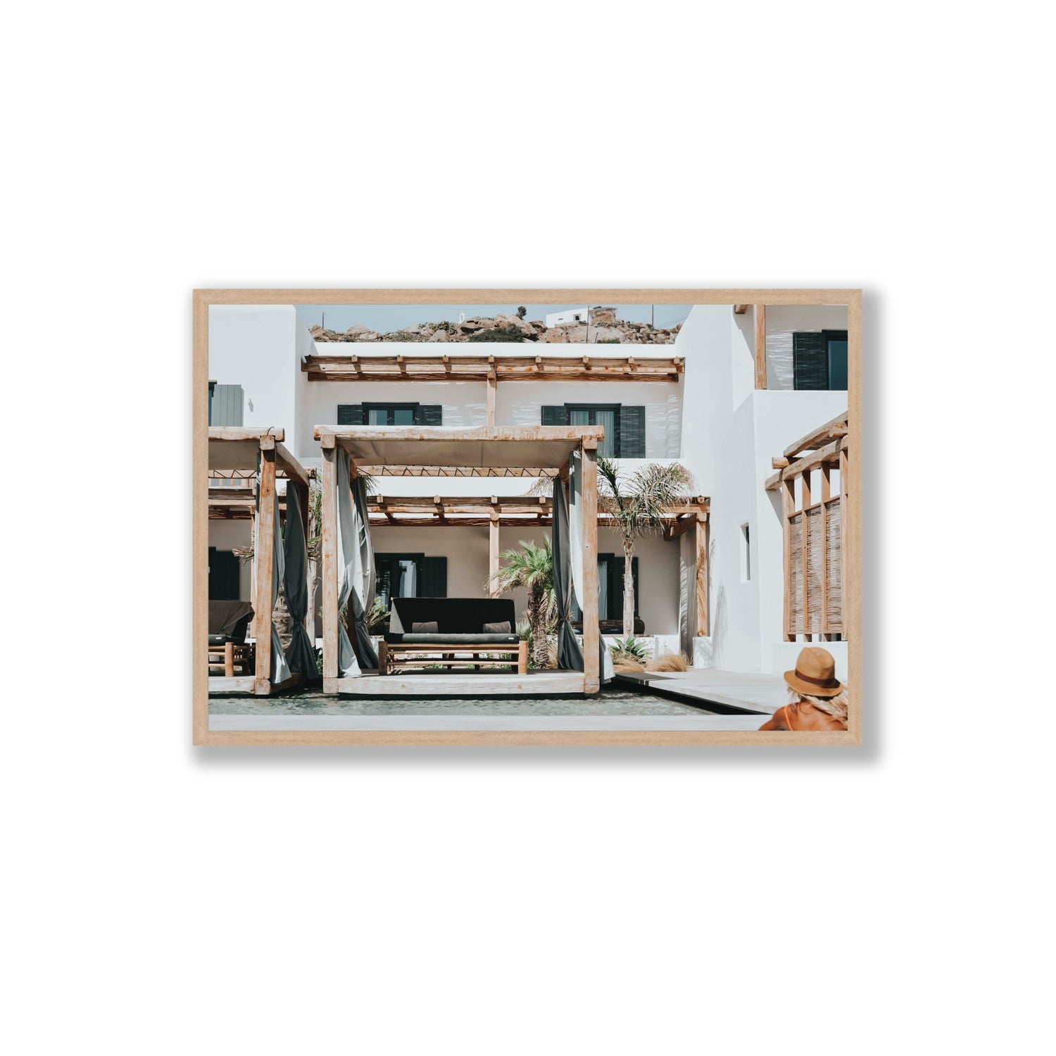 Dream Villa fine art print, Mykonos, Greece, Extra Large, Natural Oak Frame · Full Bleed, Fine Art Print