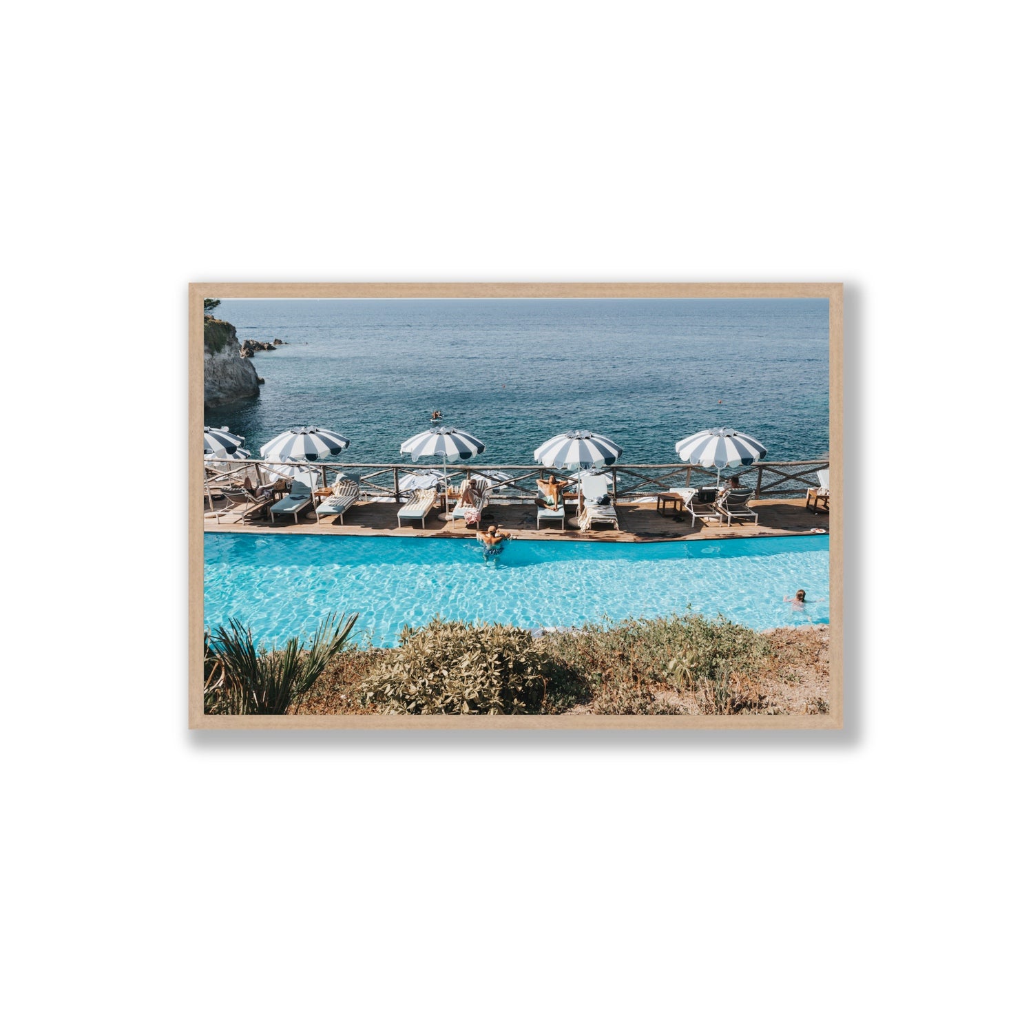 Hues Of Blues fine art print, Ischia, Italy, Extra Large, Natural Oak Frame · Full Bleed, Fine Art Print